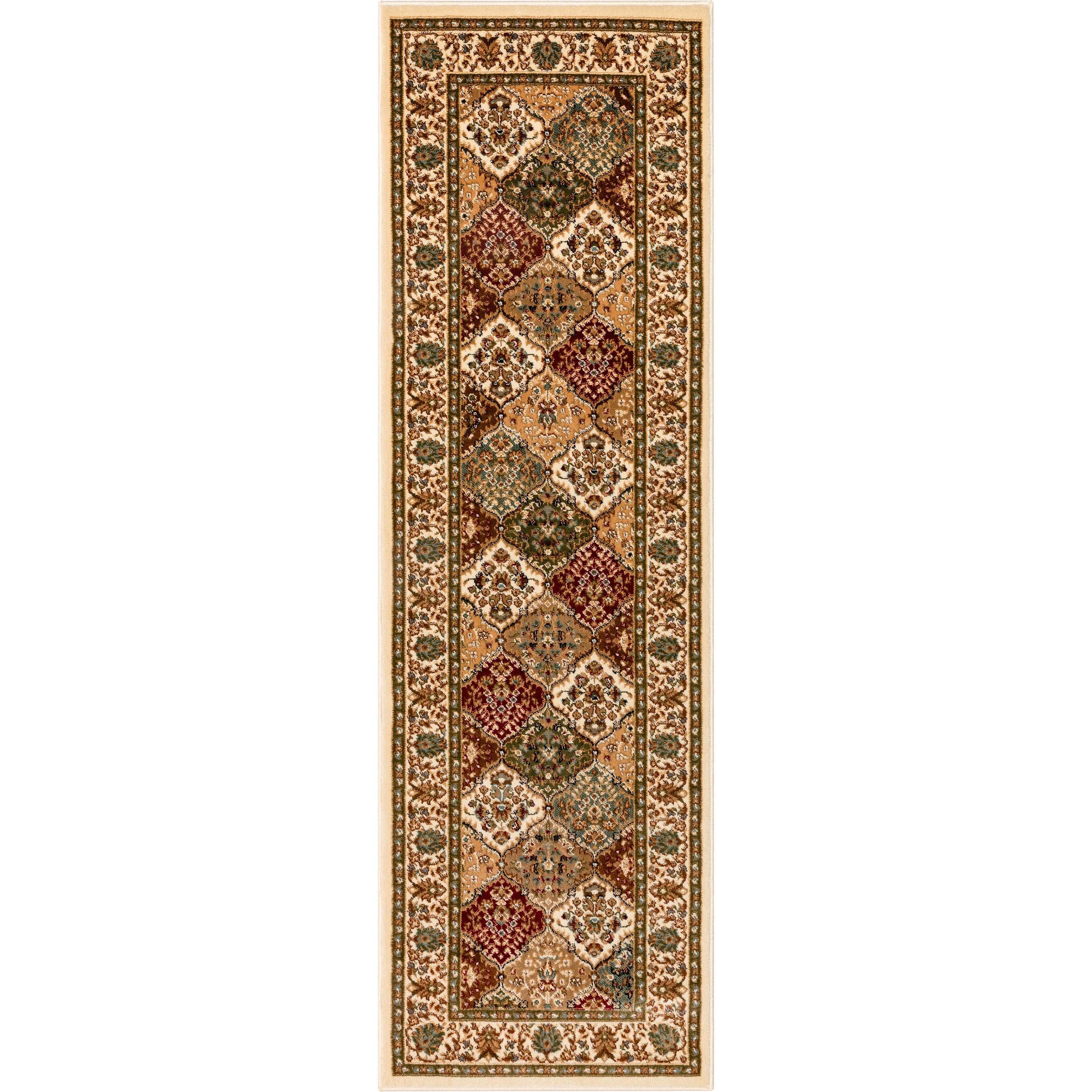 Barclay Red and Beige Synthetic Oriental Runner Rug