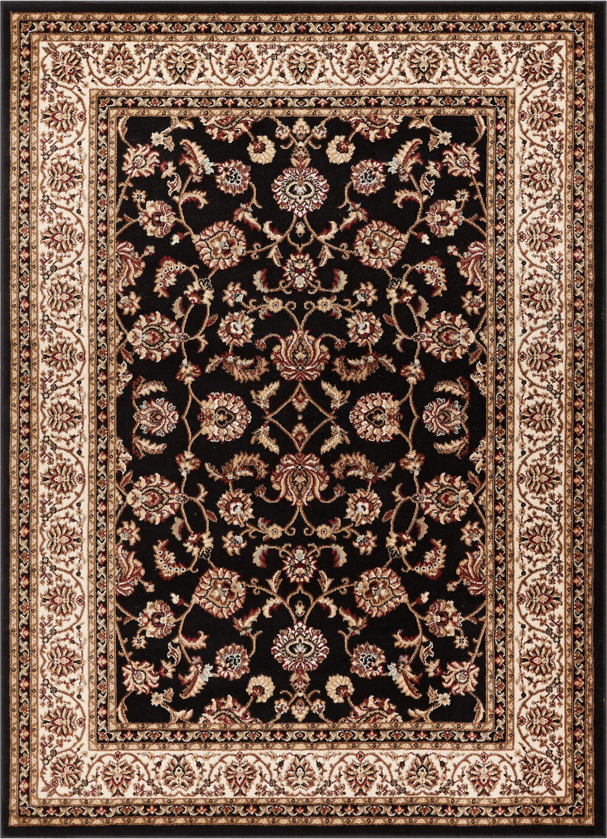 Rectangular Black Synthetic Stain-Resistant Area Rug 4' x 6'