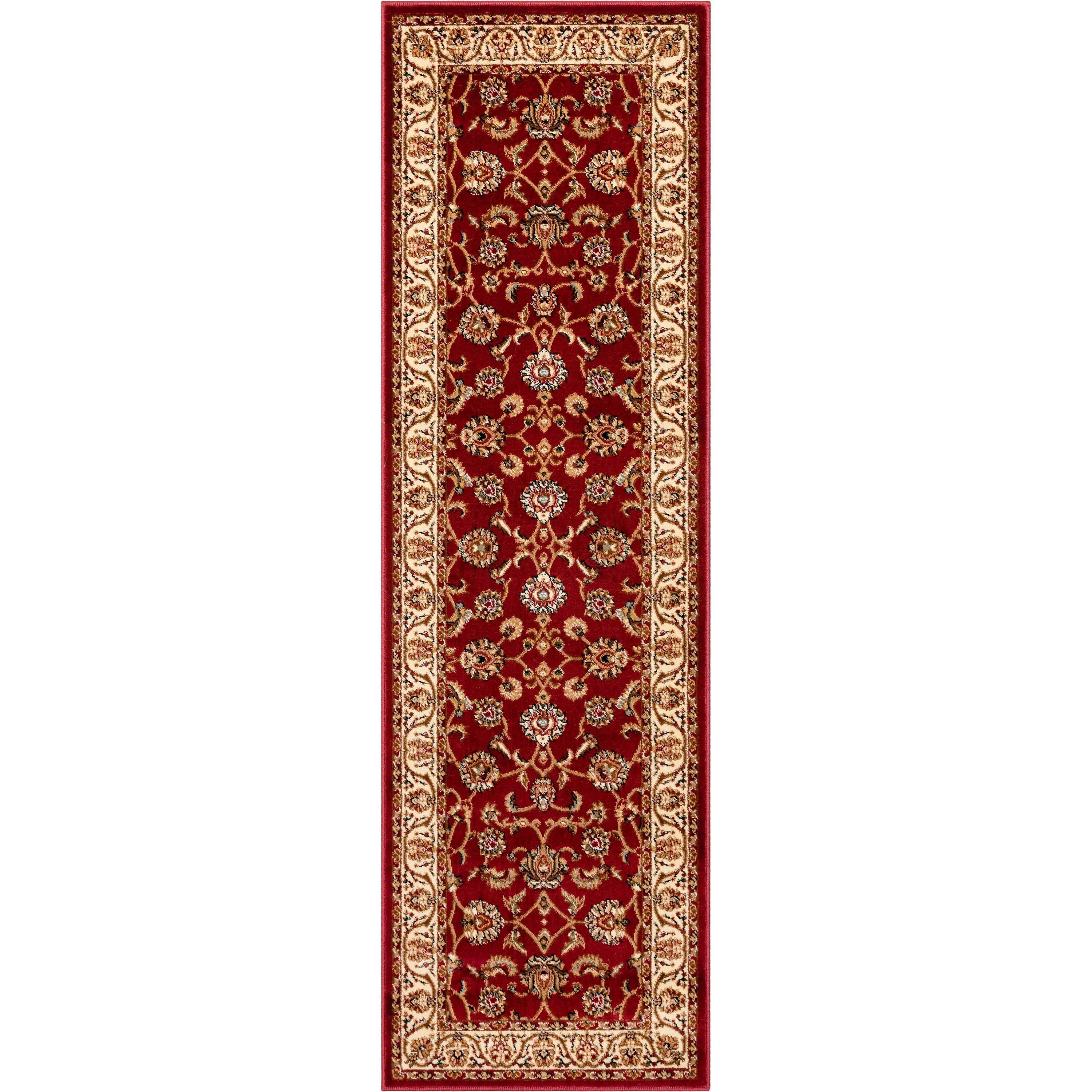 Barclay Red and Beige Polypropylene Traditional Runner Rug 2'3" x 7'3"