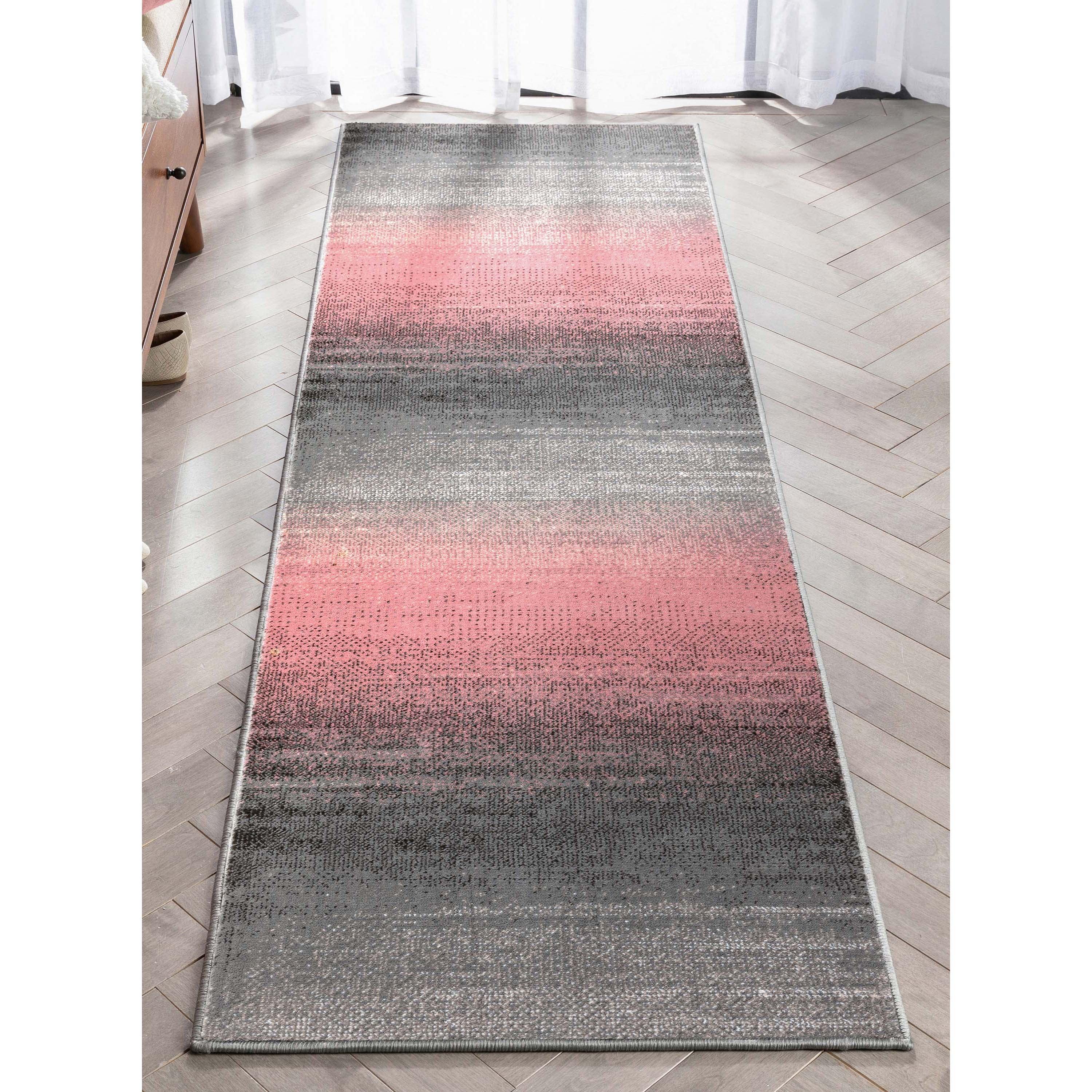 Blush Abstract Synthetic Reversible Runner Rug 2'3" x 7'3"