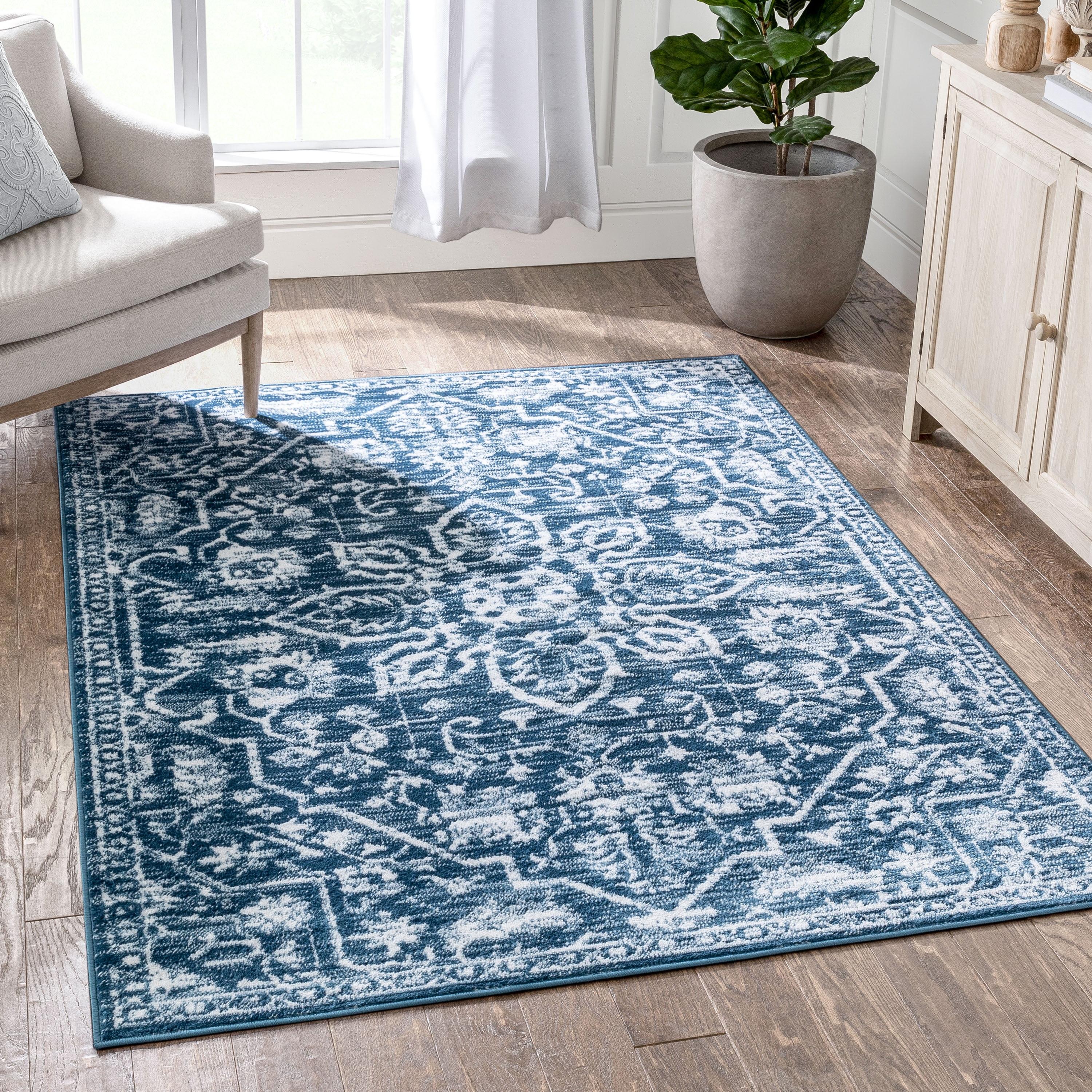 Dazzle Floral Vintage Bohemian Medallion Light Blue Rug