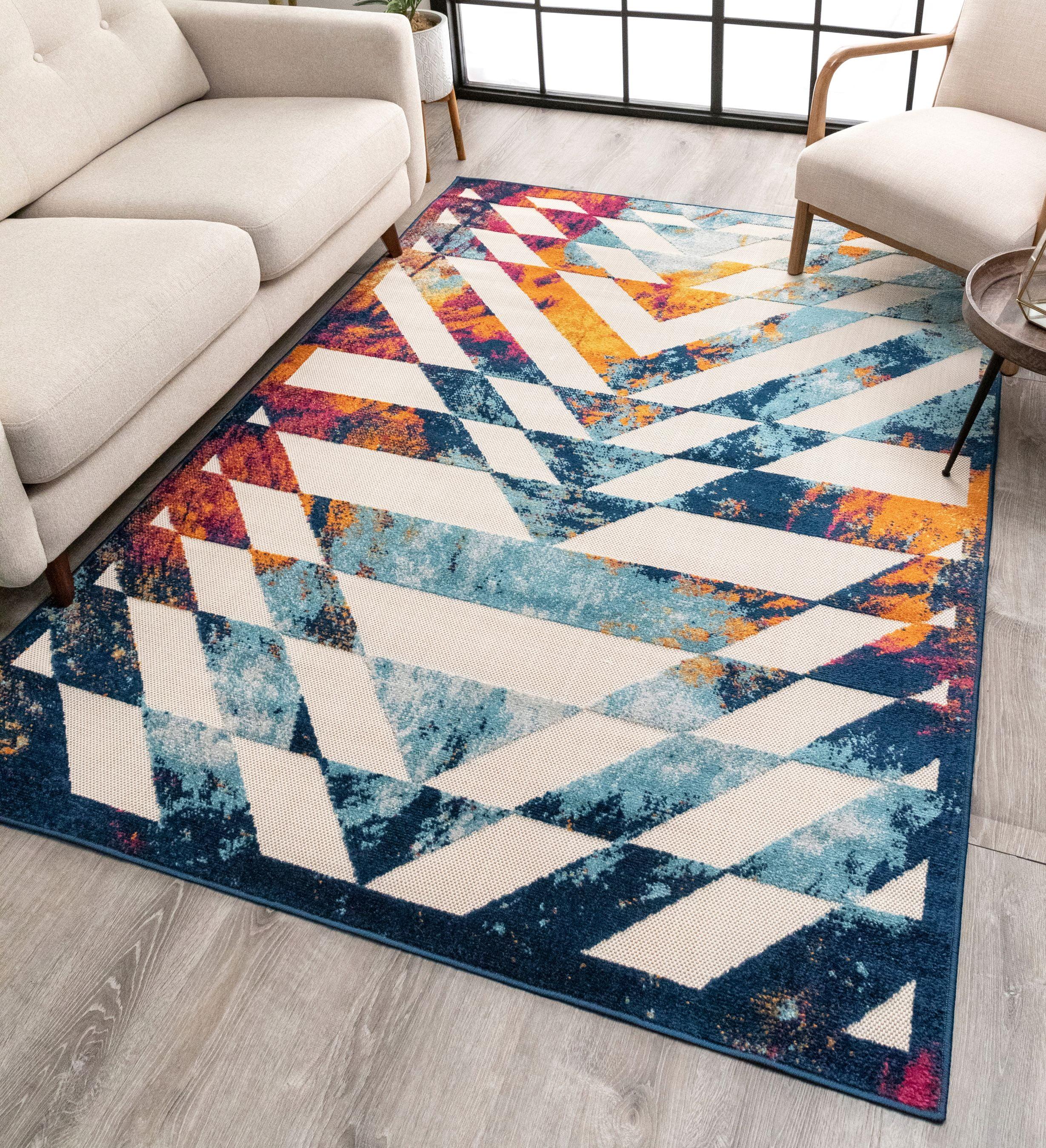 Well Woven Dorado Carmen Geometric Multi 5'3" x 7'3" Indoor/Outdoor High-Low Area Rug