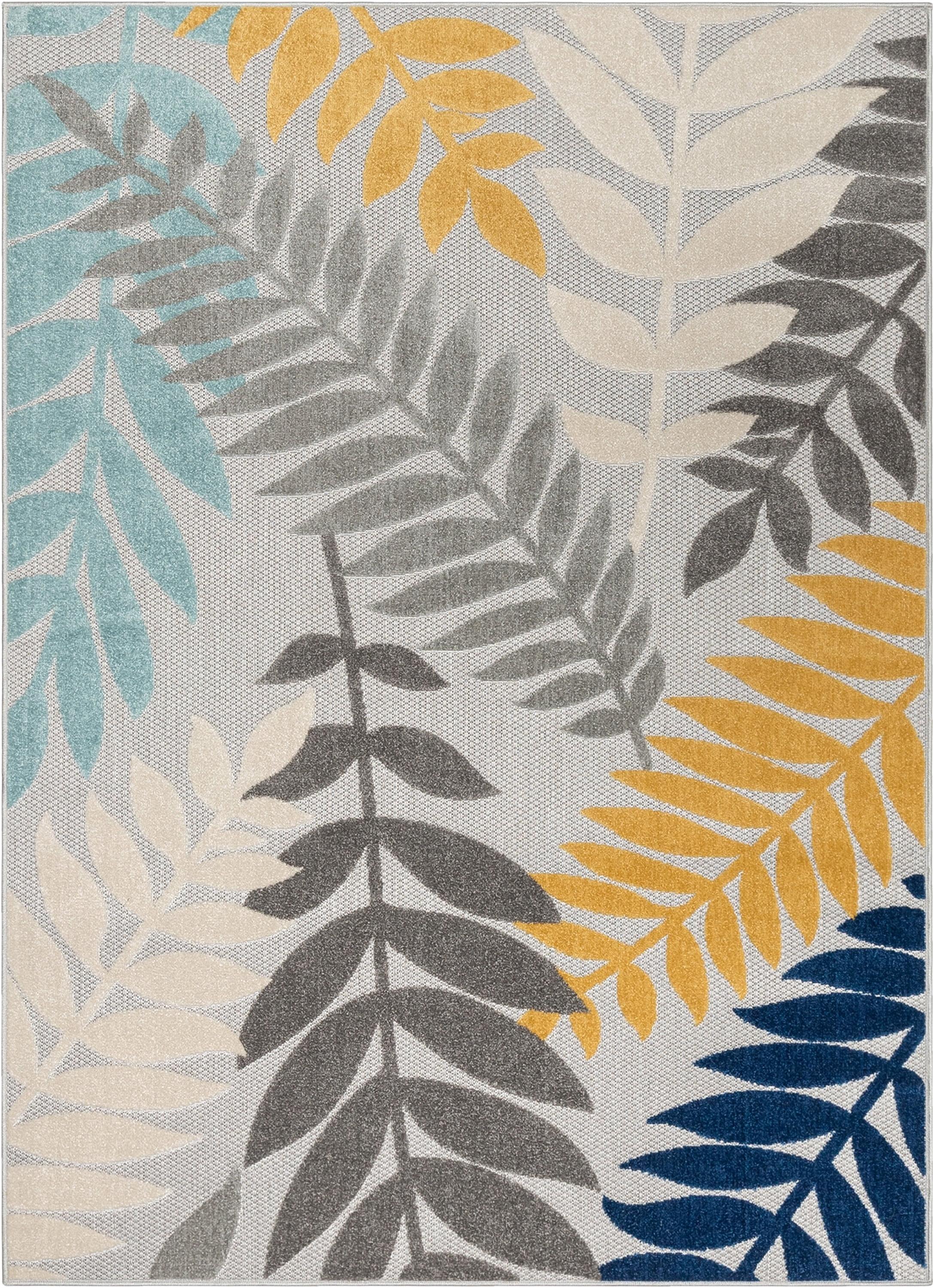 Dorado Mariah Floral Gray Indoor/Outdoor Hi-Lo Area Rug