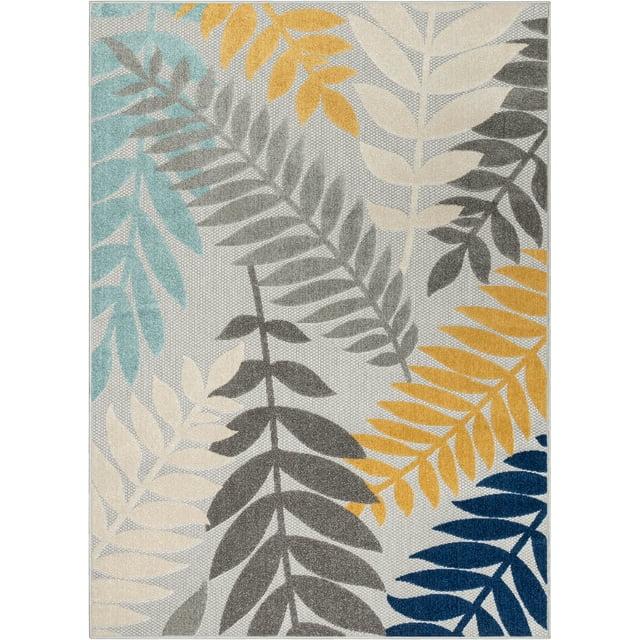 Dorado Mariah Floral Gray Indoor/Outdoor Hi-Lo Area Rug