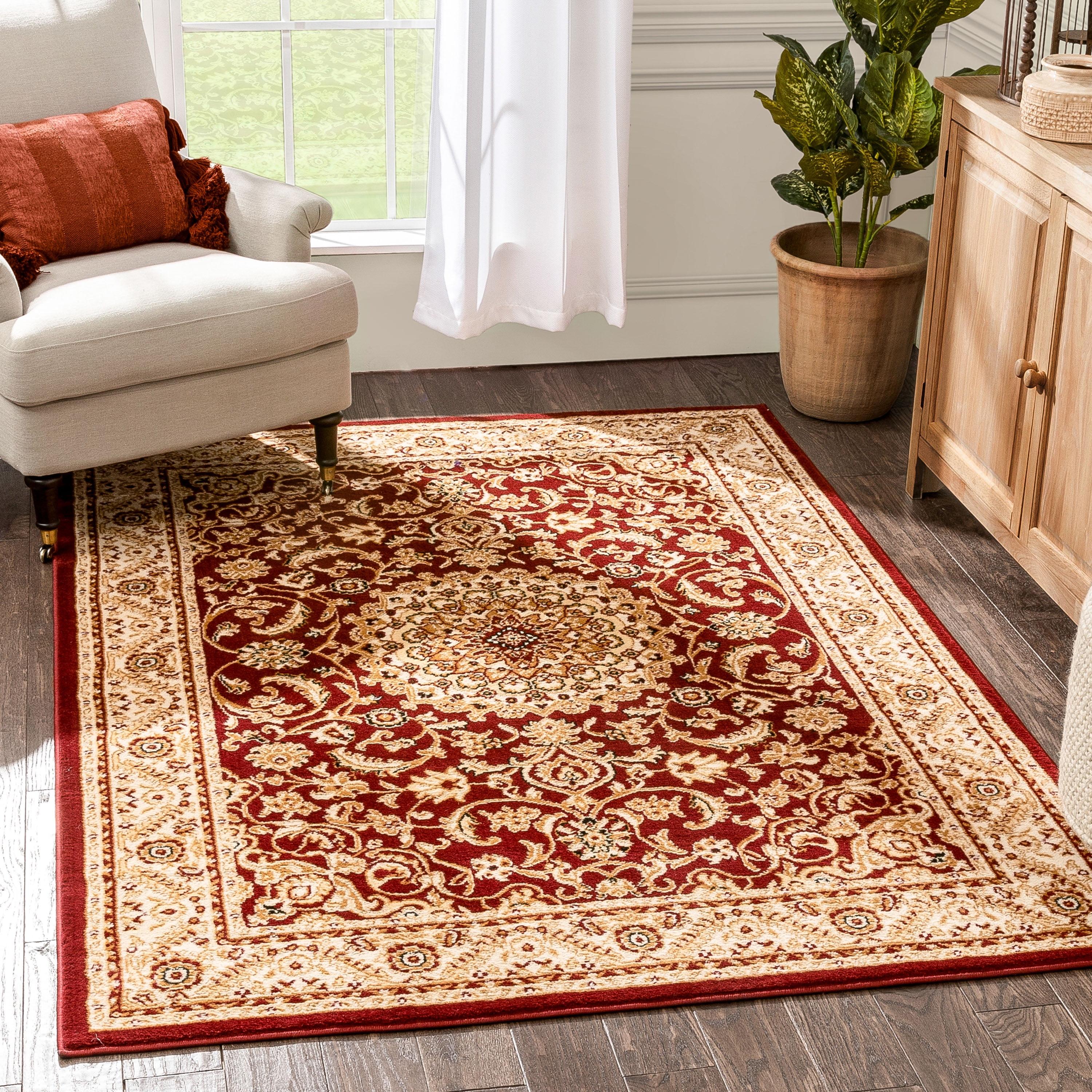 Dulcet Red 5' x 7' Traditional Synthetic Area Rug