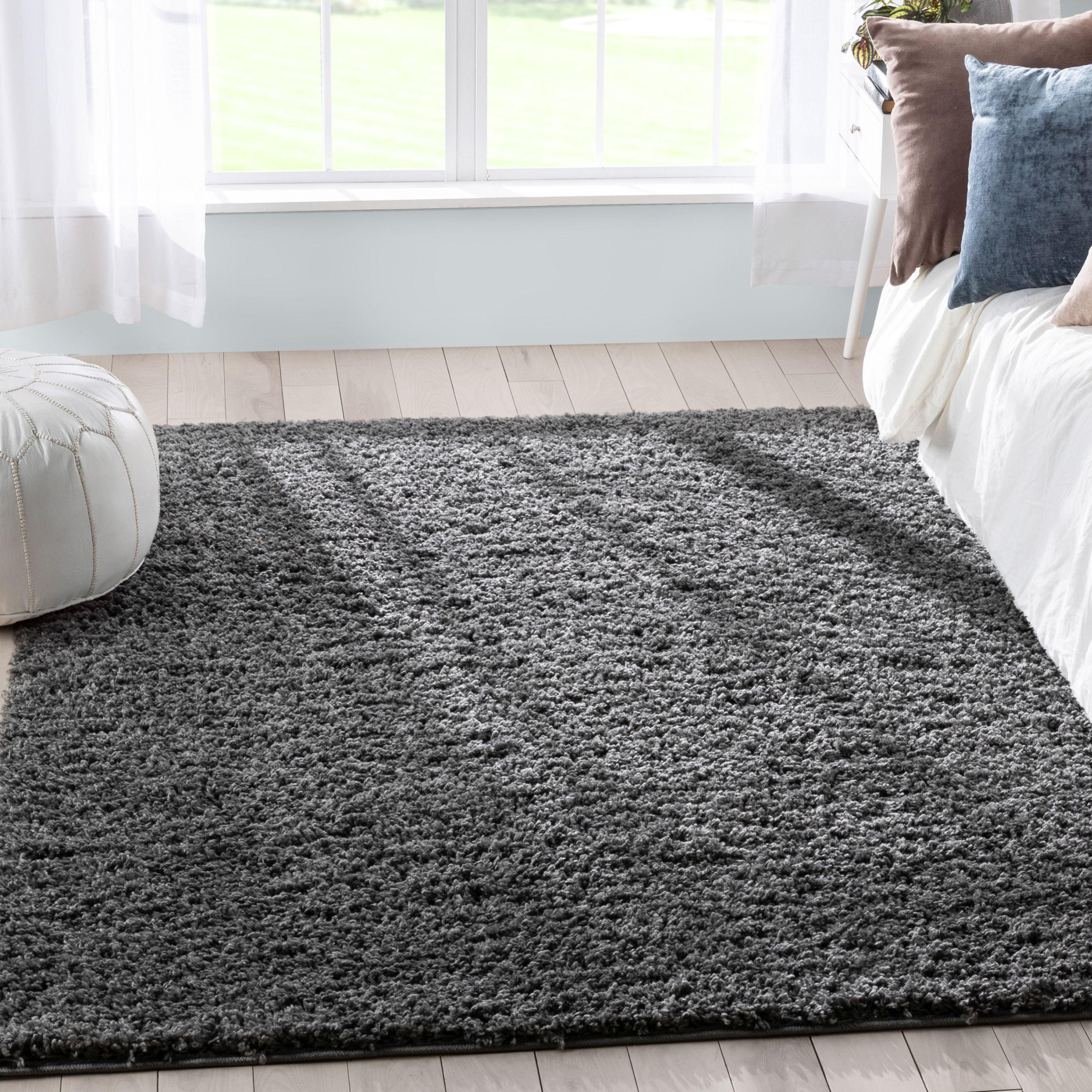 Well Woven Elle Basics Emerson Shag Textured 5'3" x 7'3" Dark Grey Area Rug