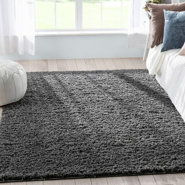 Well Woven Elle Basics Emerson Shag Textured 5'3" x 7'3" Dark Grey Area Rug