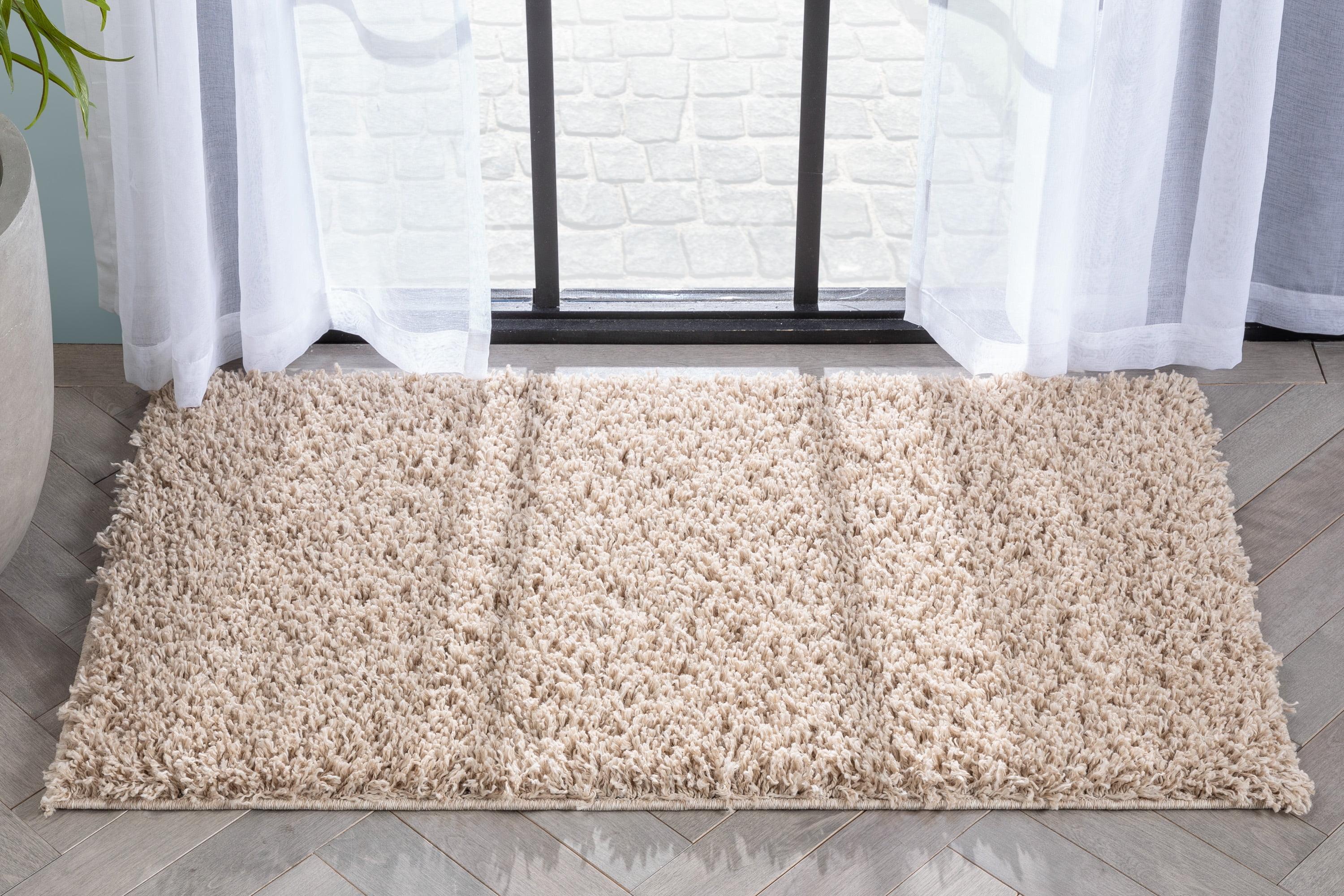 Beige Rectangular Easy Care Shag Rug 36" x 47"