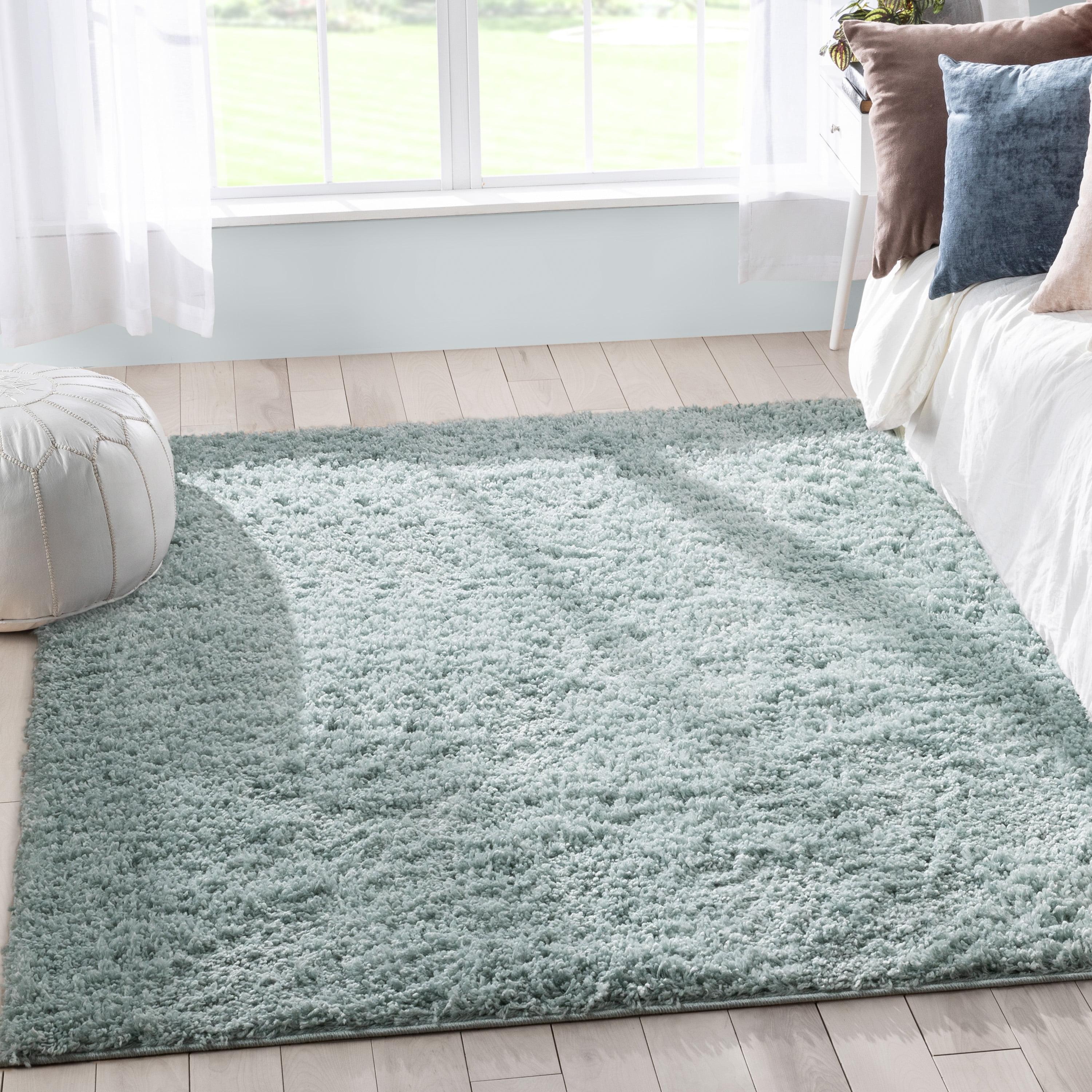 Papastamelos Basics Emerson Plain Textured Seafoam Green Shag Area Rug