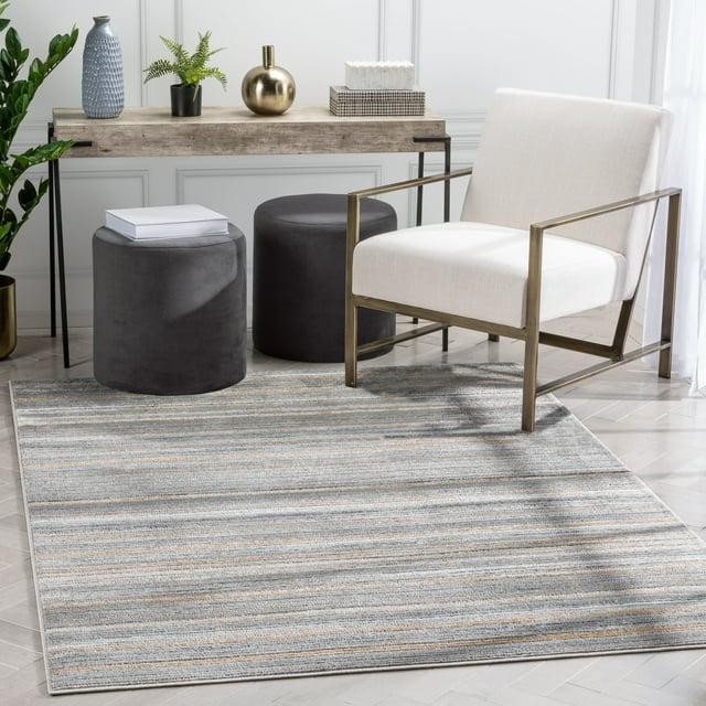 Well Woven Alfombra de Corredor Moderna con Rayas Abstractas de Xido Dorado Gris Ginelle 3'11" x 5'3"