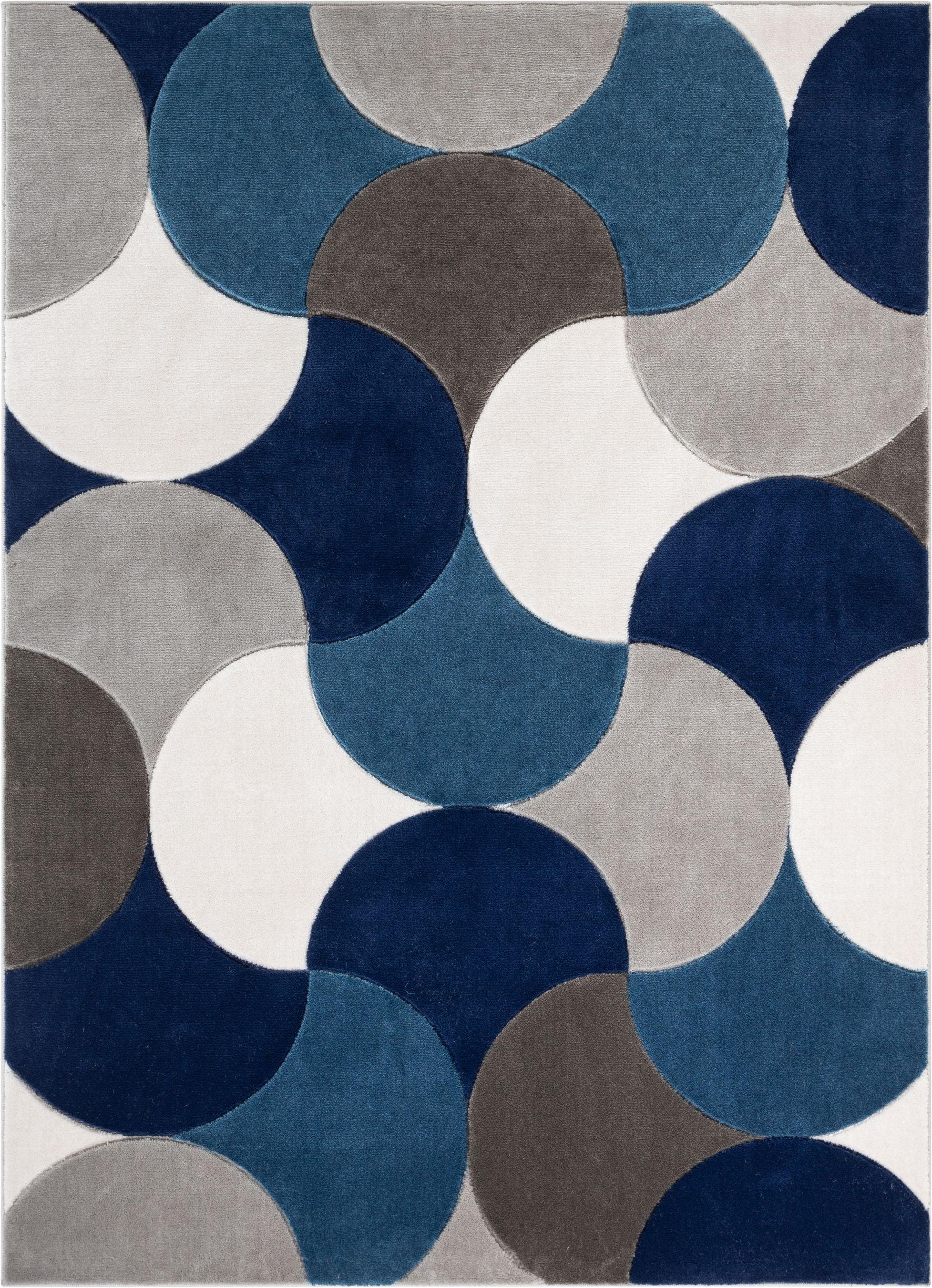 Reversible Geometric Bliss Blue Synthetic 5' x 7' Area Rug