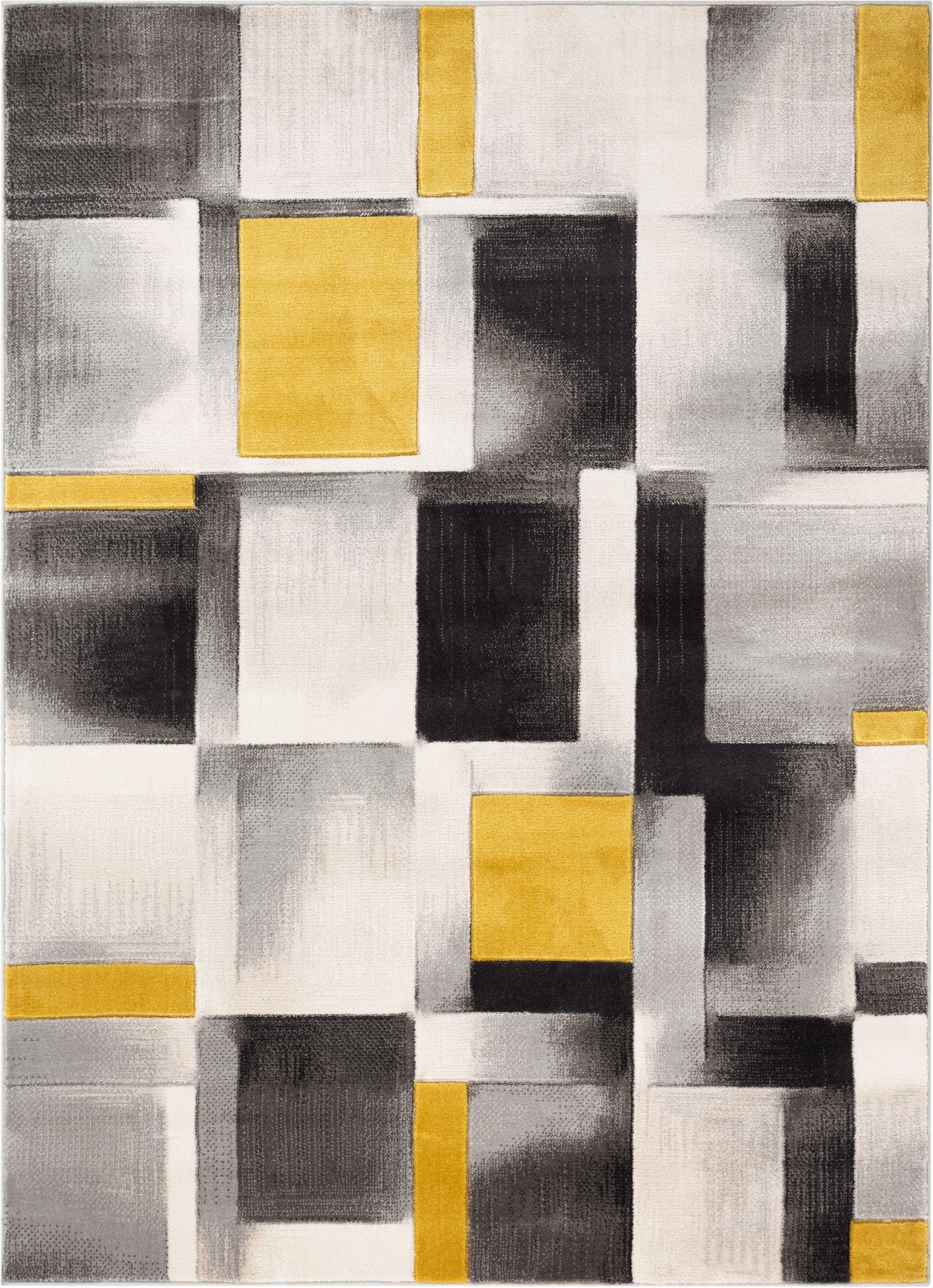 Modern Geometric Gold Synthetic 8' x 10' Easy-Care Area Rug