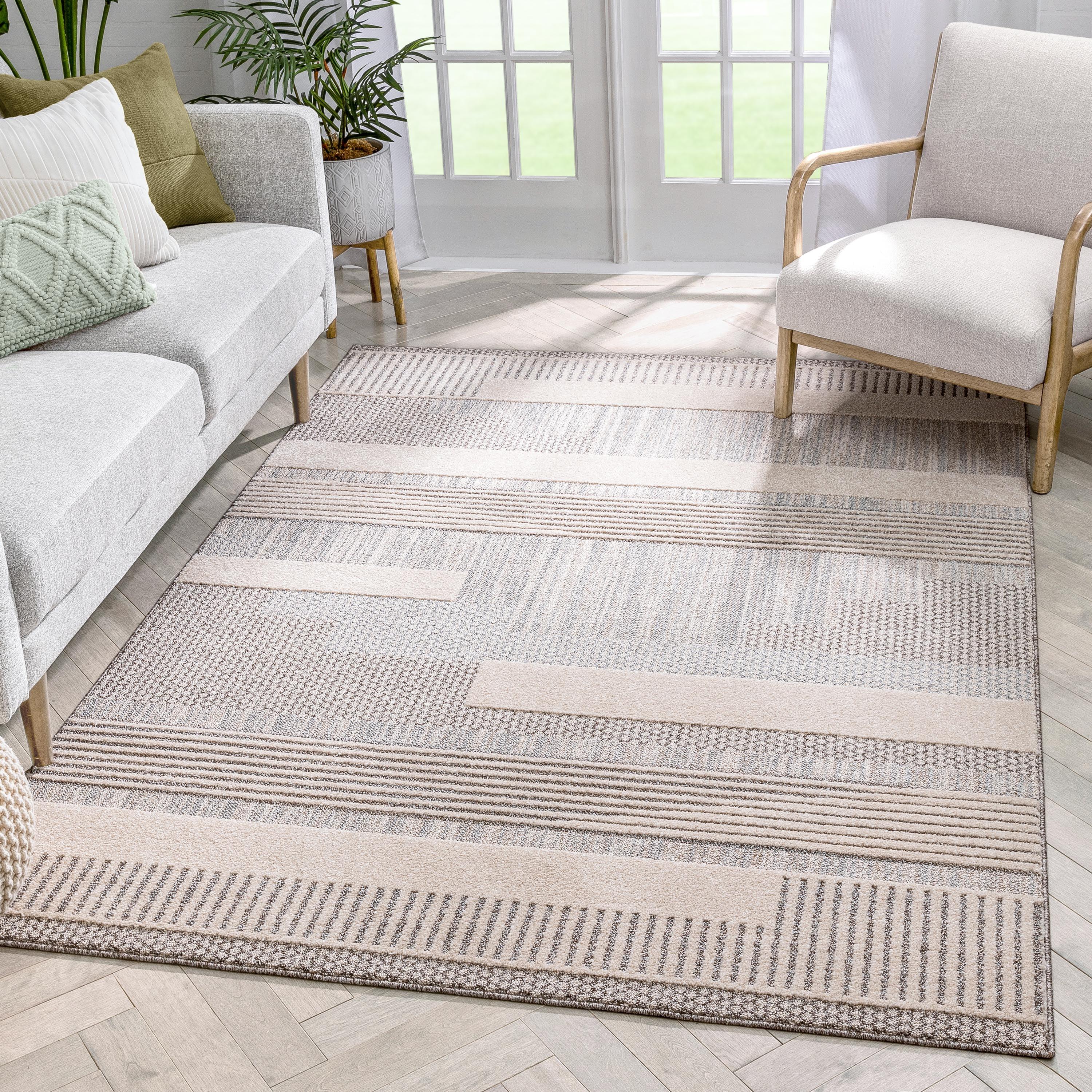 Harlow Briar Modern Tribal Abstract Beige 5' x 7' Synthetic Rug