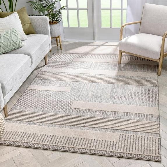 Marcone Briar Tribal Geometric Abstract Beige Looped Pile Rug