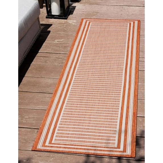 Well Woven Fallon Frankie Stripes Orange Hi-Lo Indoor/Outdoor Area Rug