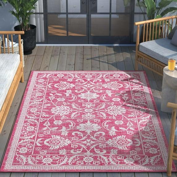 Lia Delphi Persian Oriental Fuchsia Indoor/Outdoor Area Rug