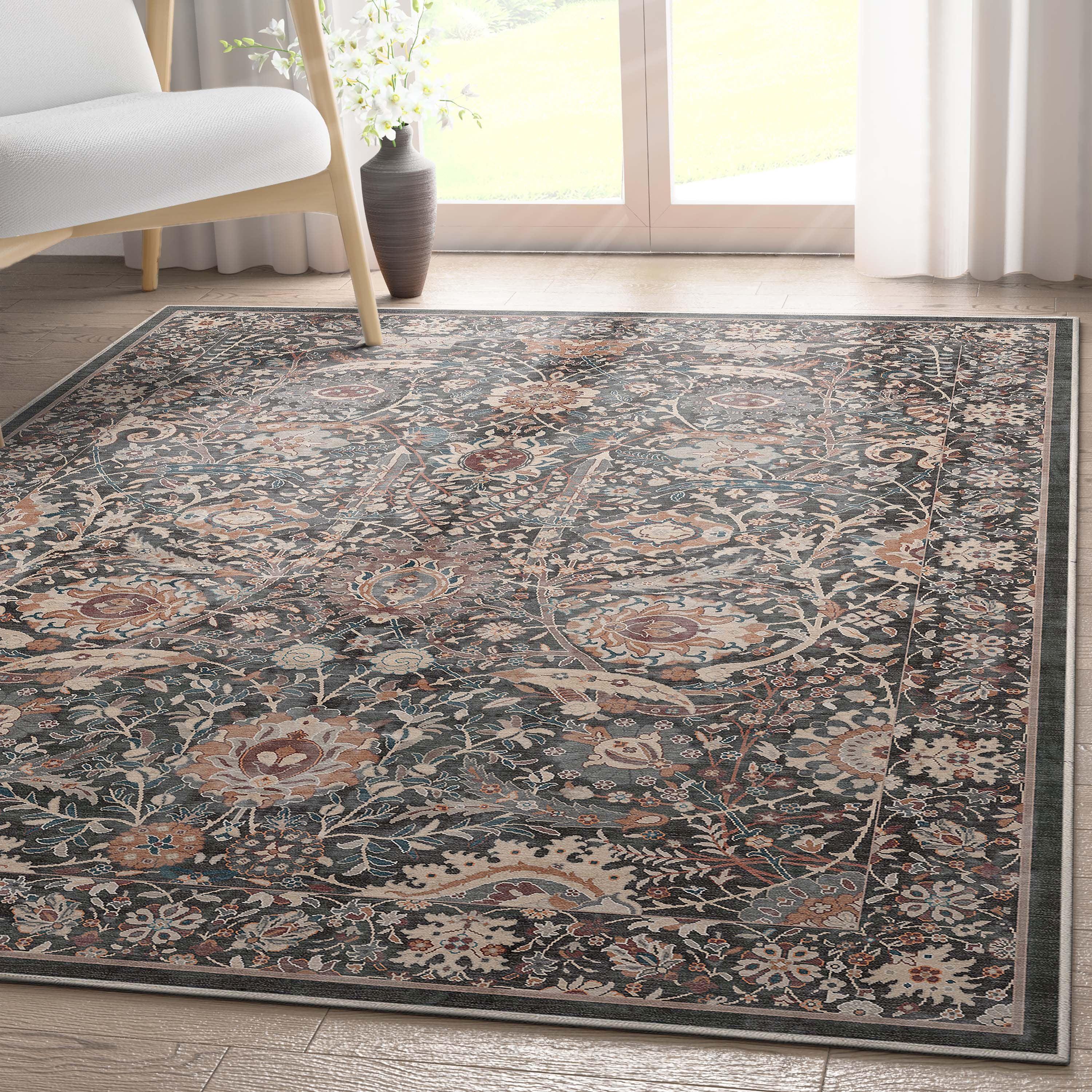 Ervin Liana Vintage Oriental Charcoal Gray Flat-Weave Rug