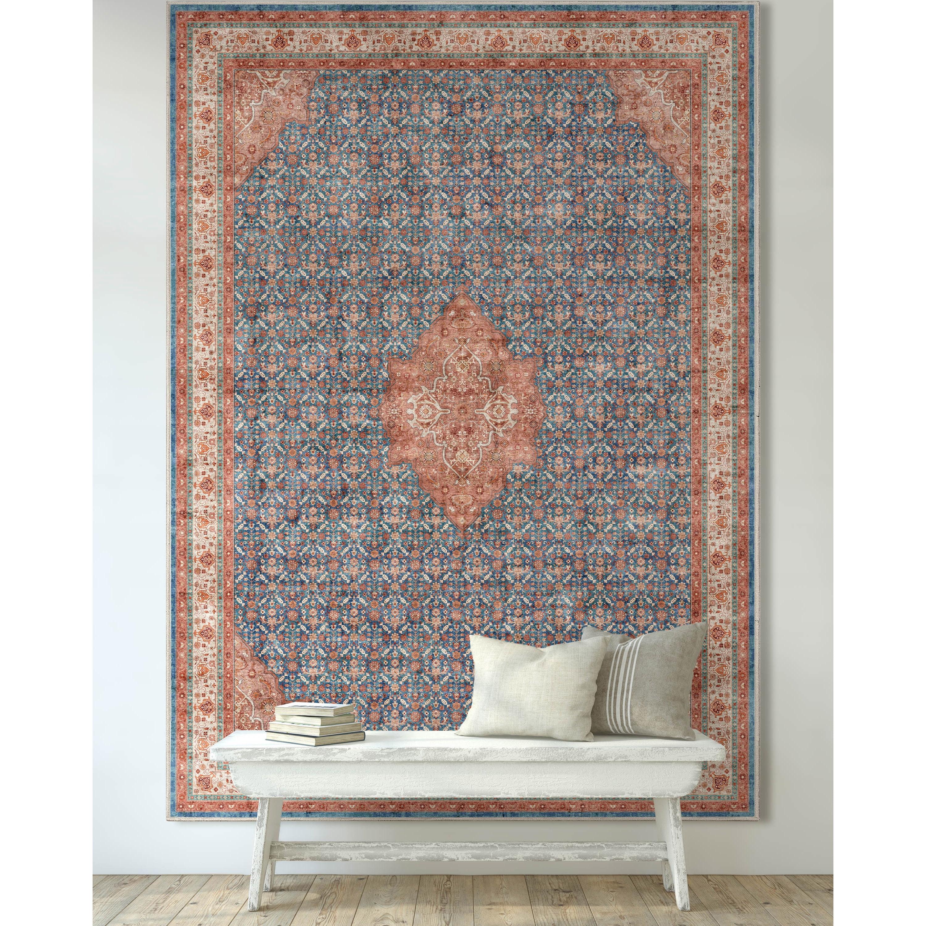 Well Woven Asha Lilith Vintage Oriental Blue Red 9'10" x 13' Area Rug