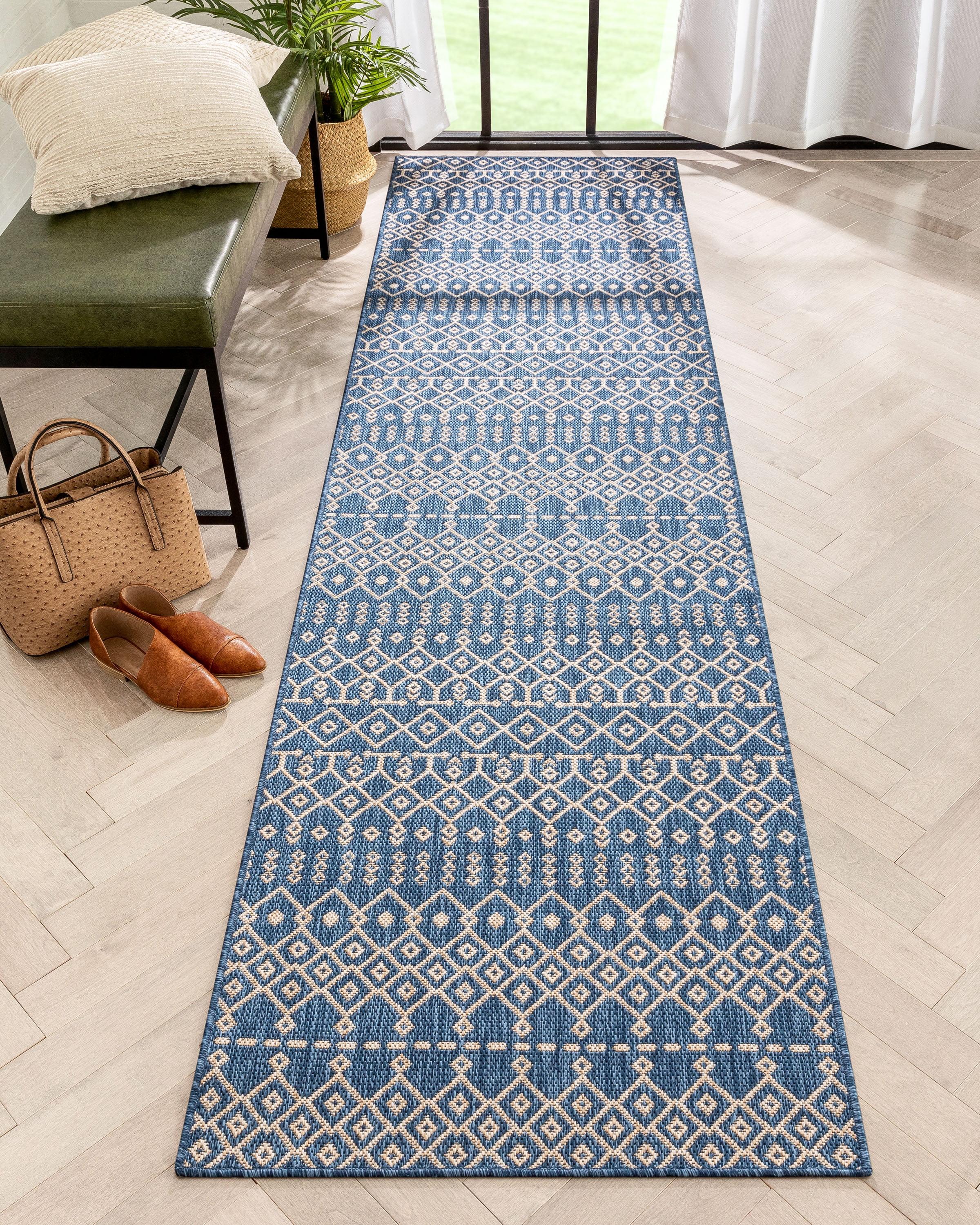 Marshanna Nord Trellis Blue Indoor/Outdoor Flat-Weave Area Rug