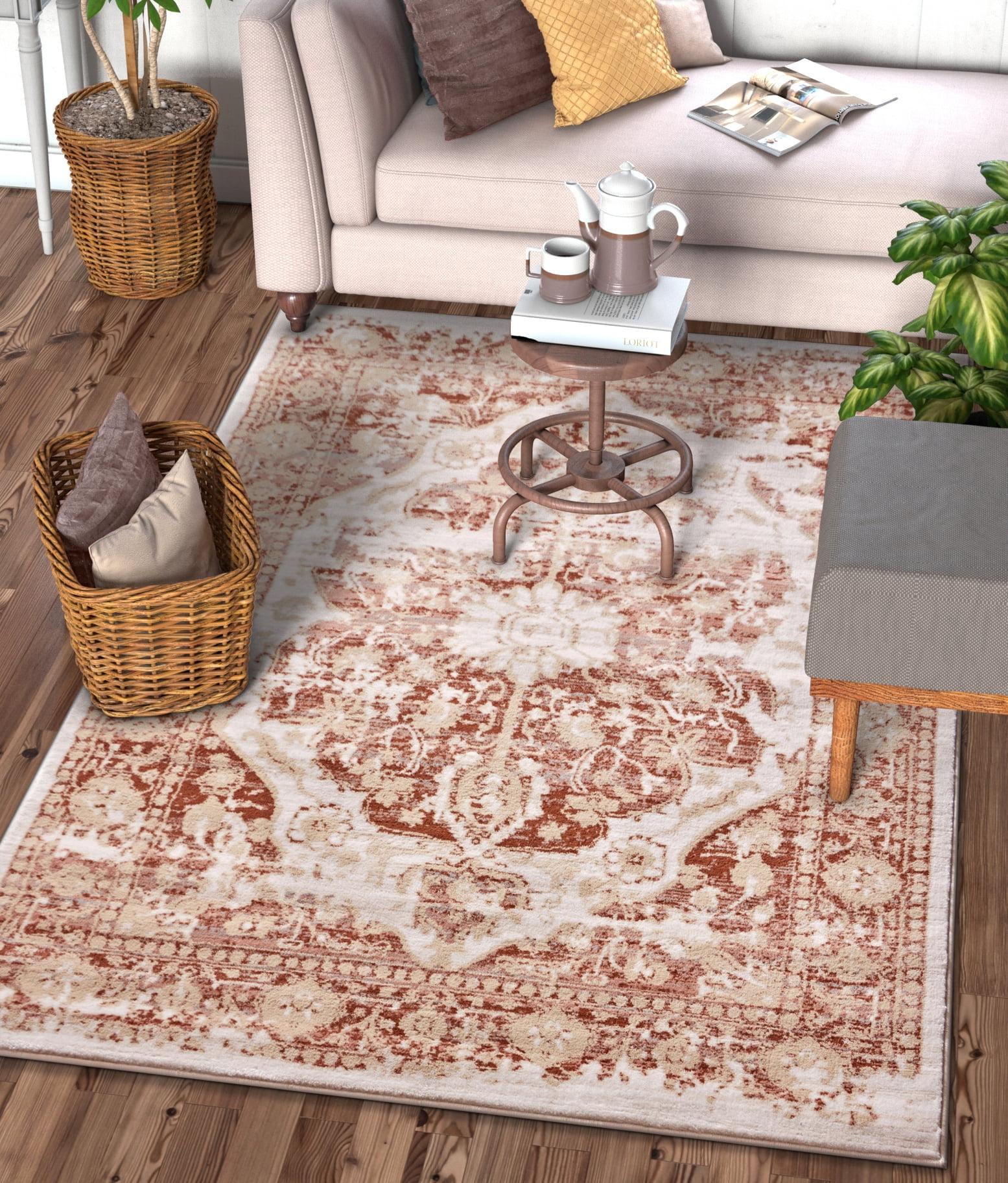 Well Woven Millie Medallion Modern Distressed Oriental Carpet 3'11" x 5'3" Copper Area Rug