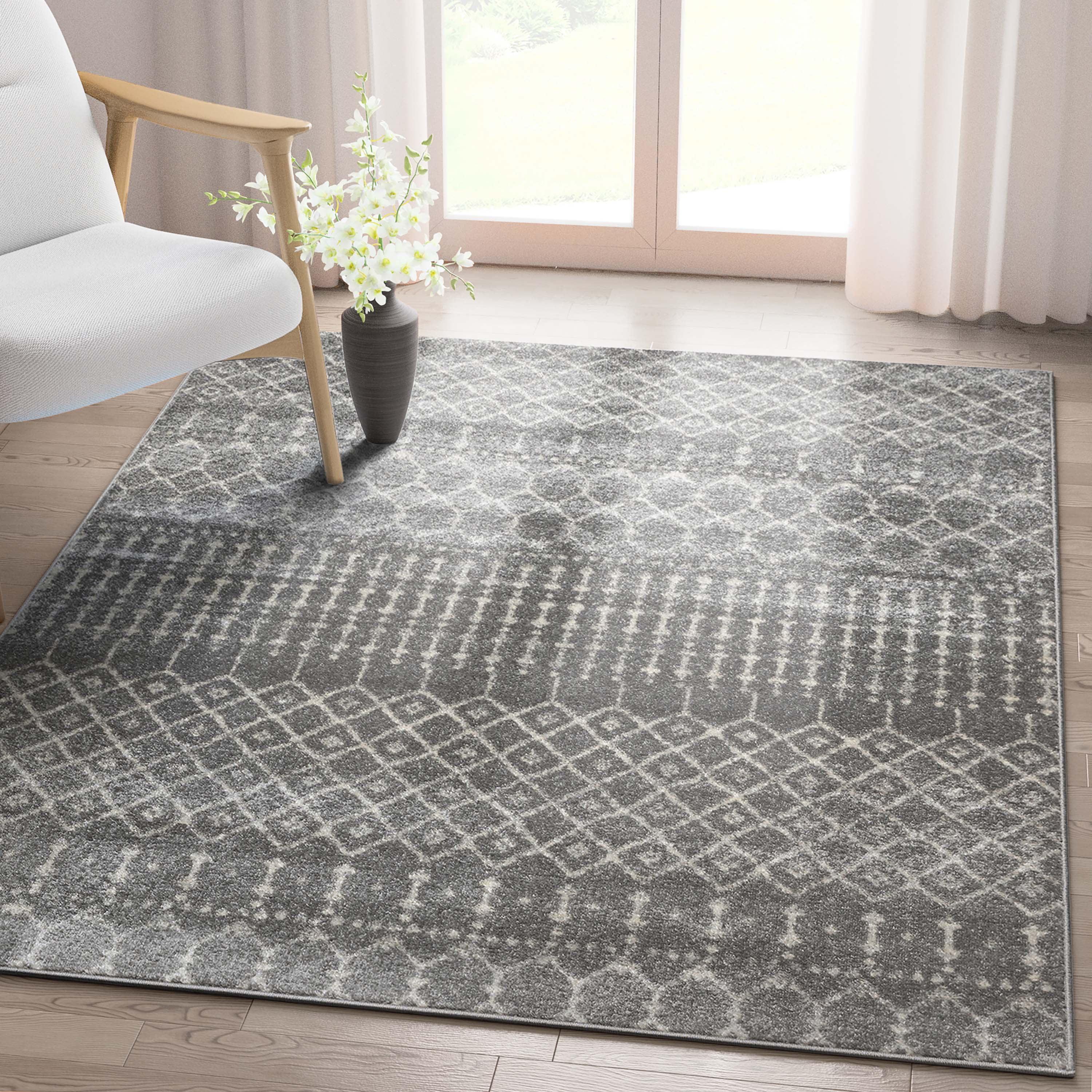 Well Woven Mystic Colette Moroccan Trellis Grey Area Rug