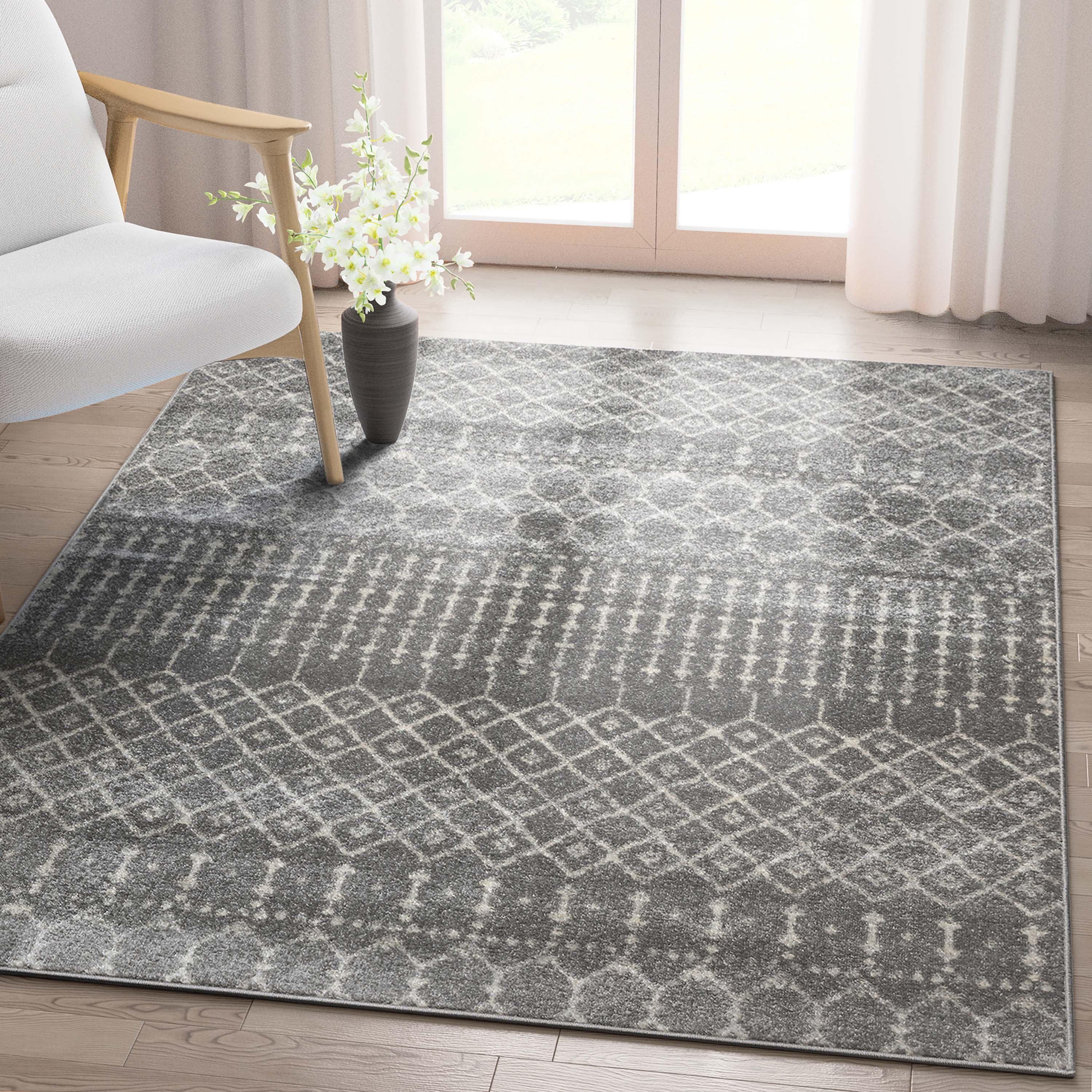 Mystic Colette Moroccan Trellis Grey Area Rug