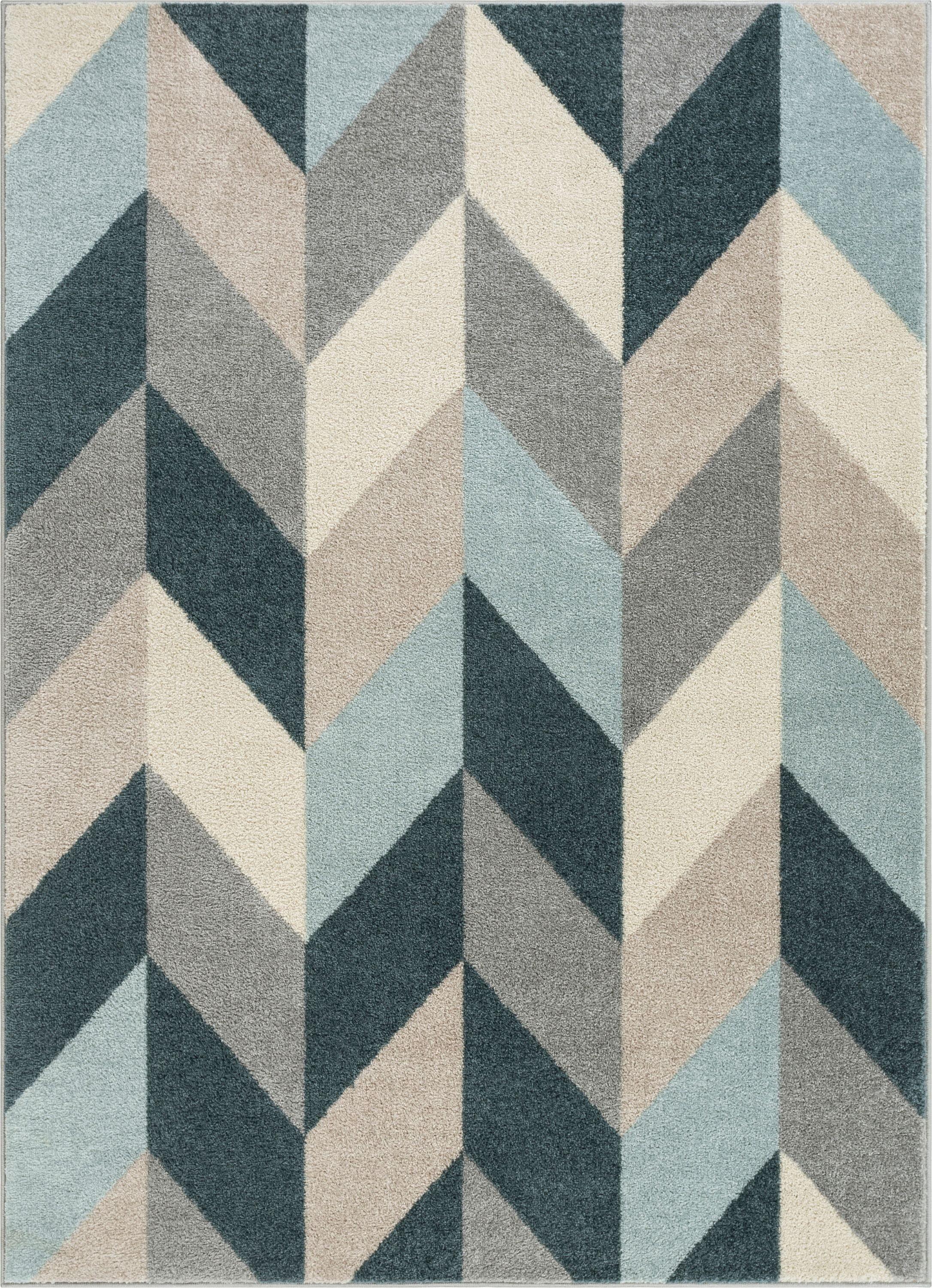 Mystic Porter Geometric Blue Synthetic 3'11" x 5'3" Area Rug