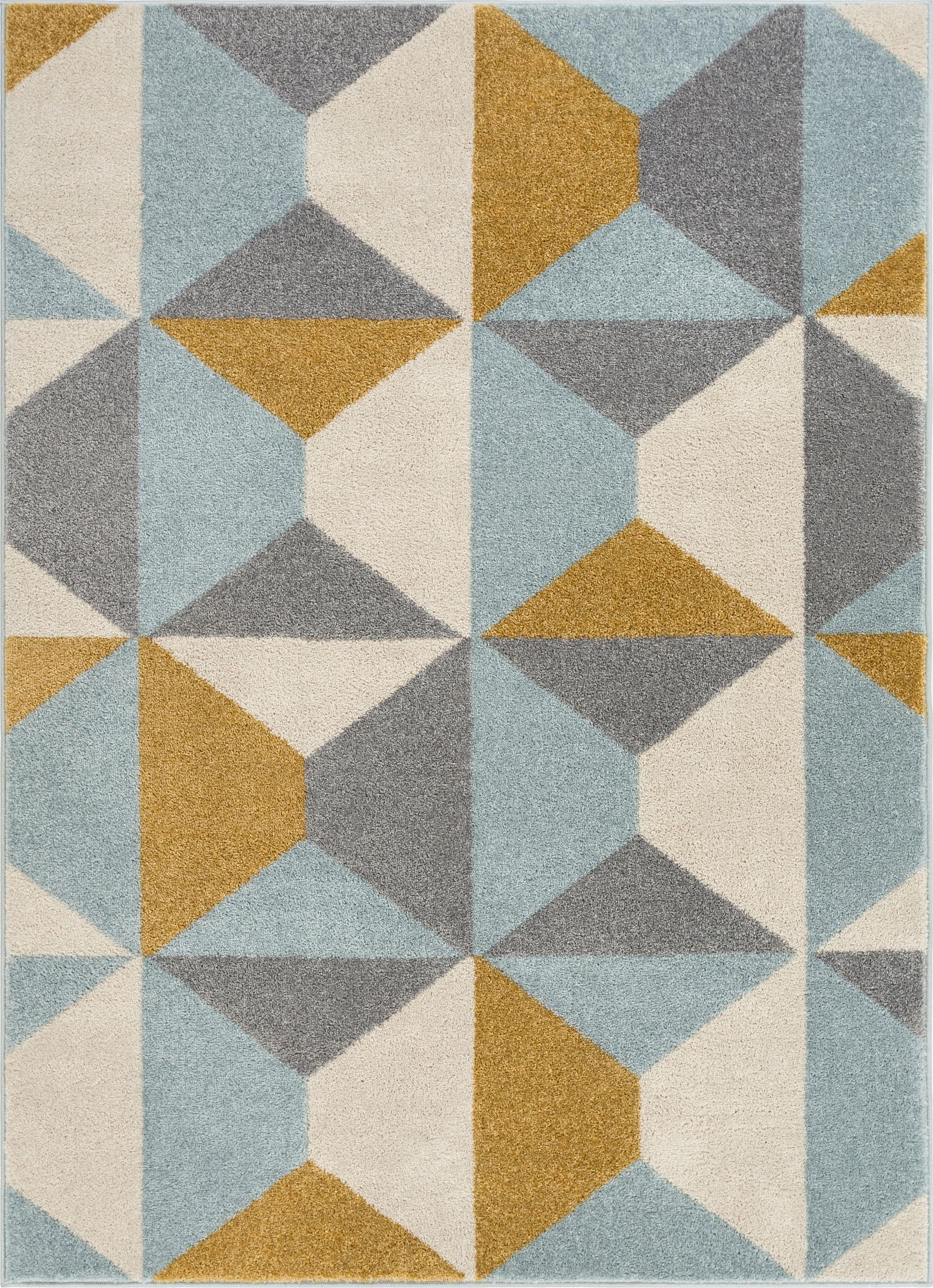 Geometric Gold Elegance Synthetic Area Rug, 3'11" x 5'3"