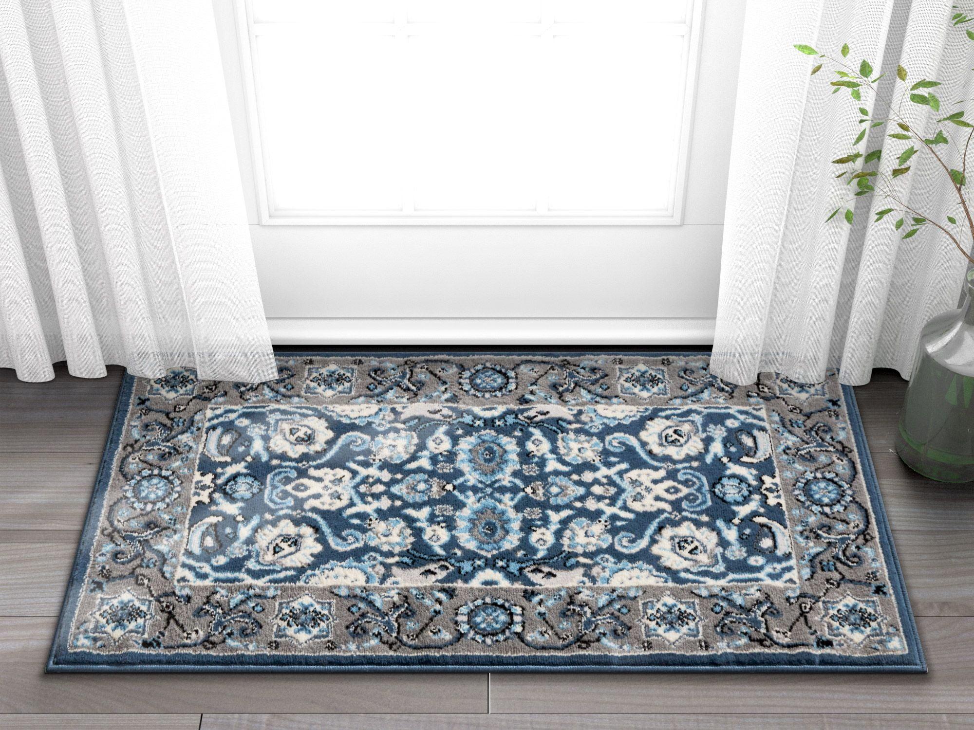 Reversible Traditional Persian Blue Rectangular Accent Rug