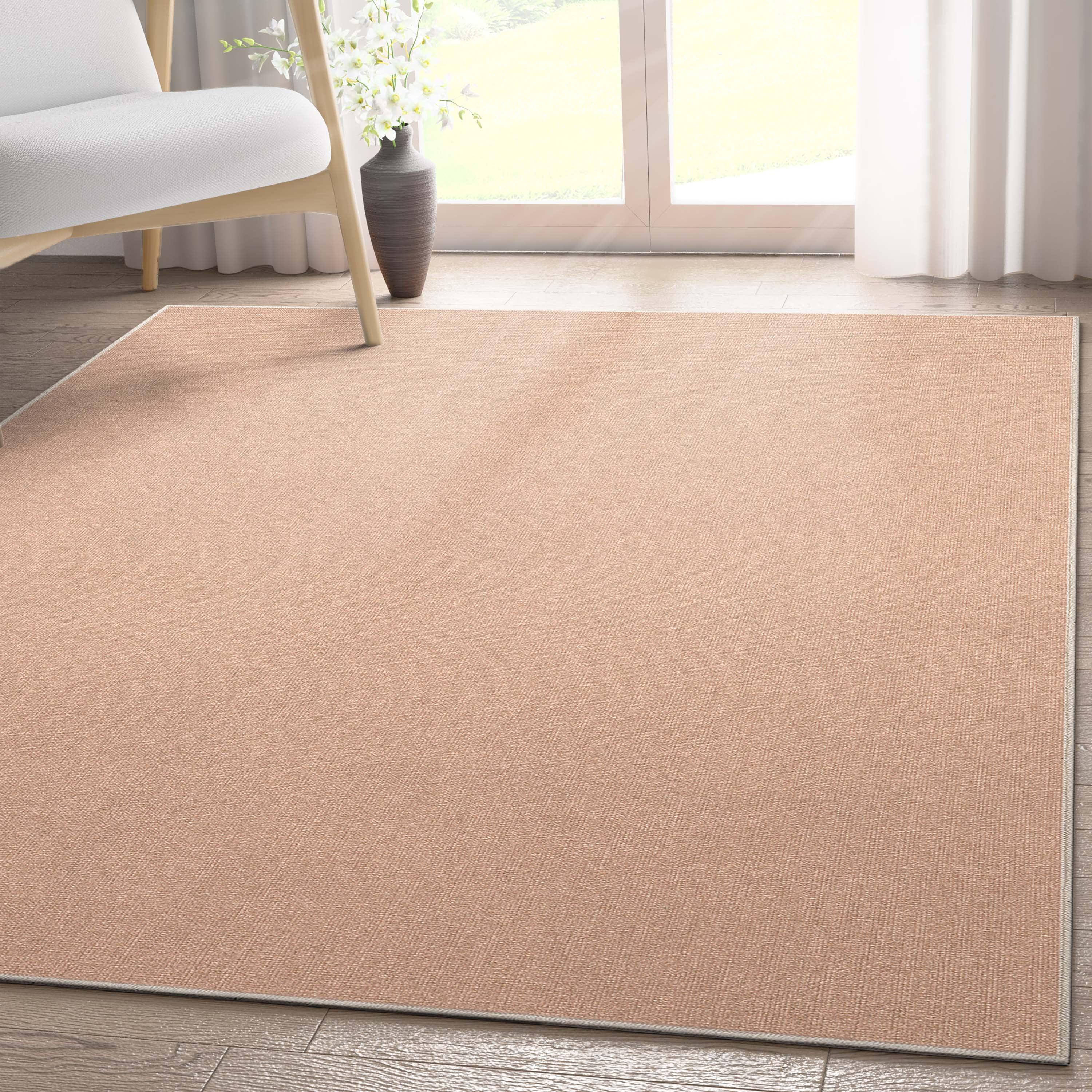 Solid Machine Made Flatweave Area Rug in Coral