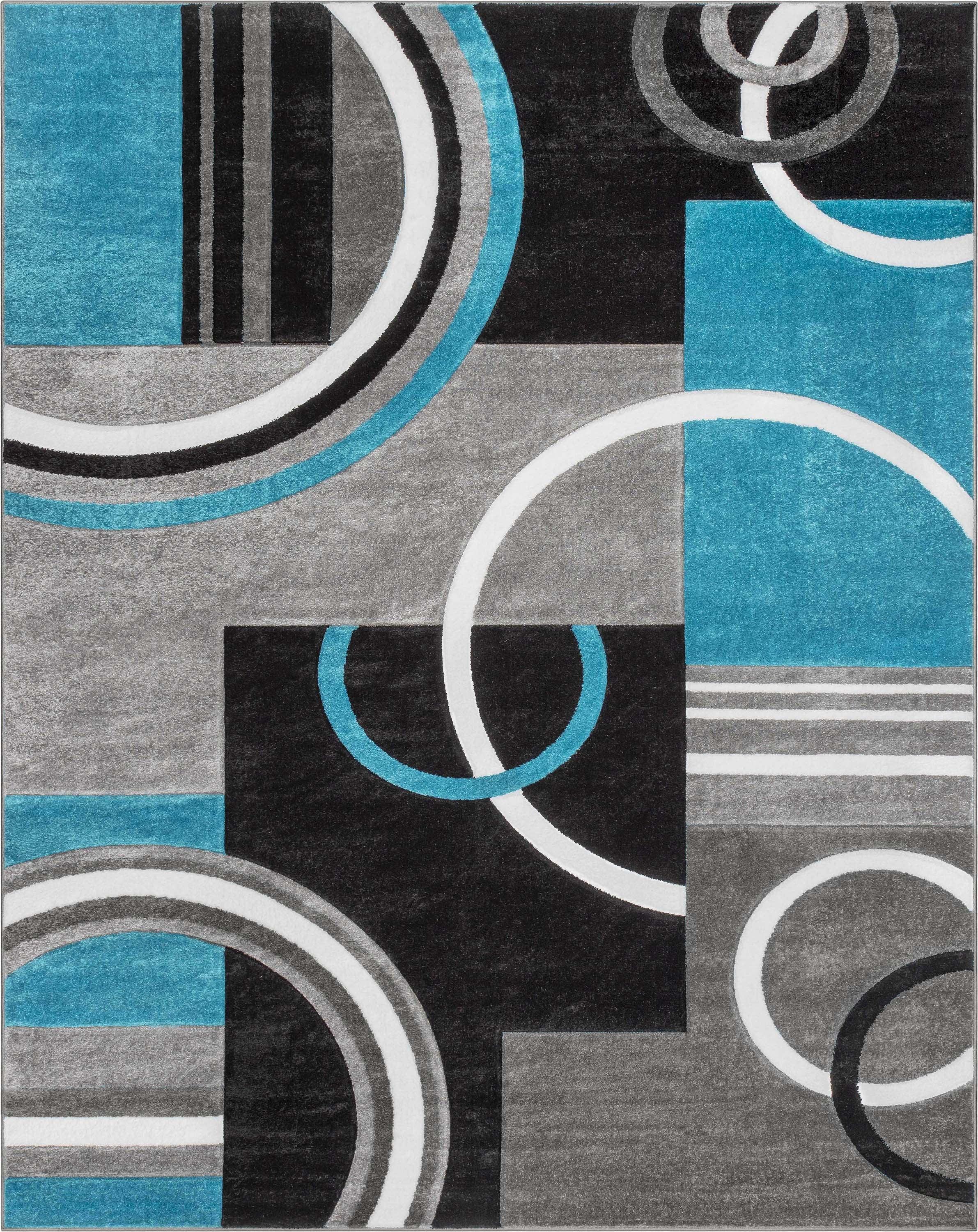 Well Woven Ruby Galaxy Waves Modern Geometric Blue Grey 6'7" x 9'3" Area Rug