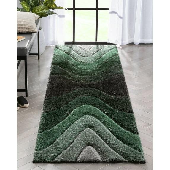 Well Woven San Francisco Luz Modern Geometric Striped Green 2'7" x 9'10" Runner Rug