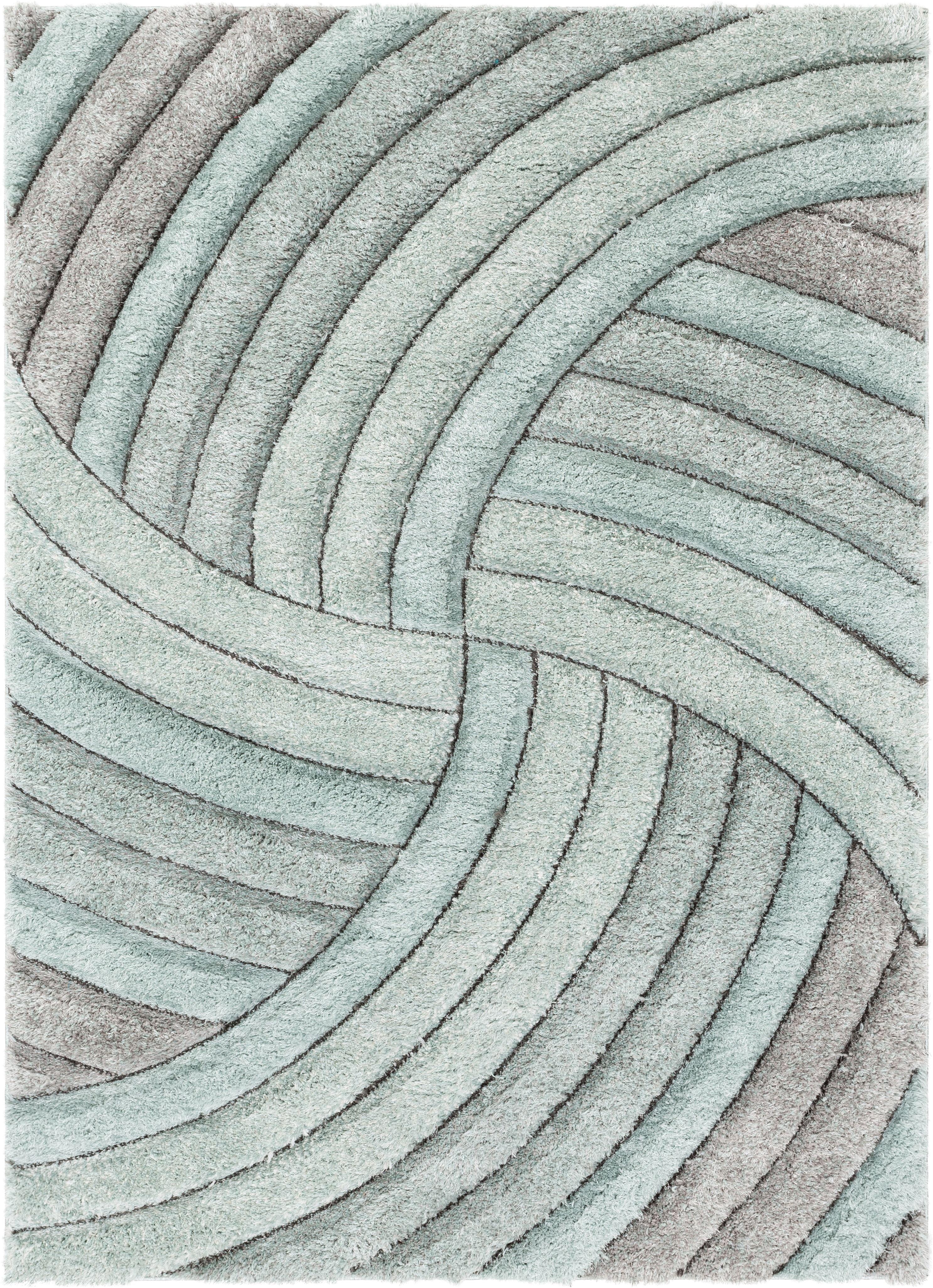 San Francisco Geometric Shag Blue Area Rug