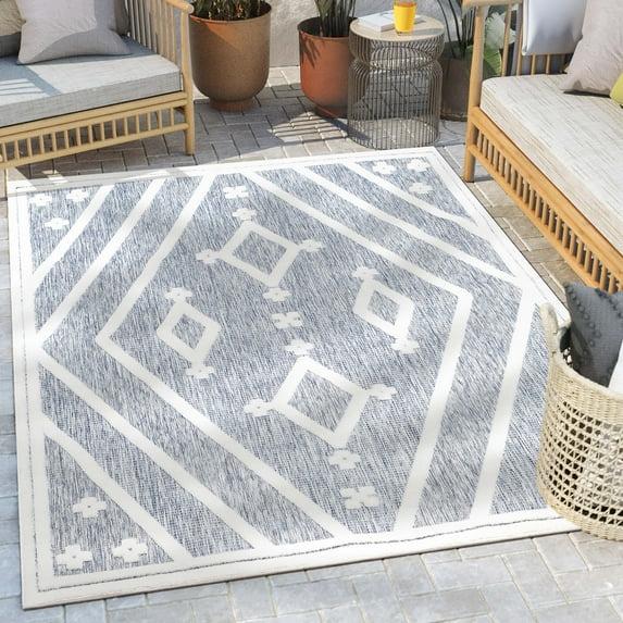 Well Woven Sila Mali Outdoor Moroccan Tribal Blue Indoor/Outdoor Area Rug