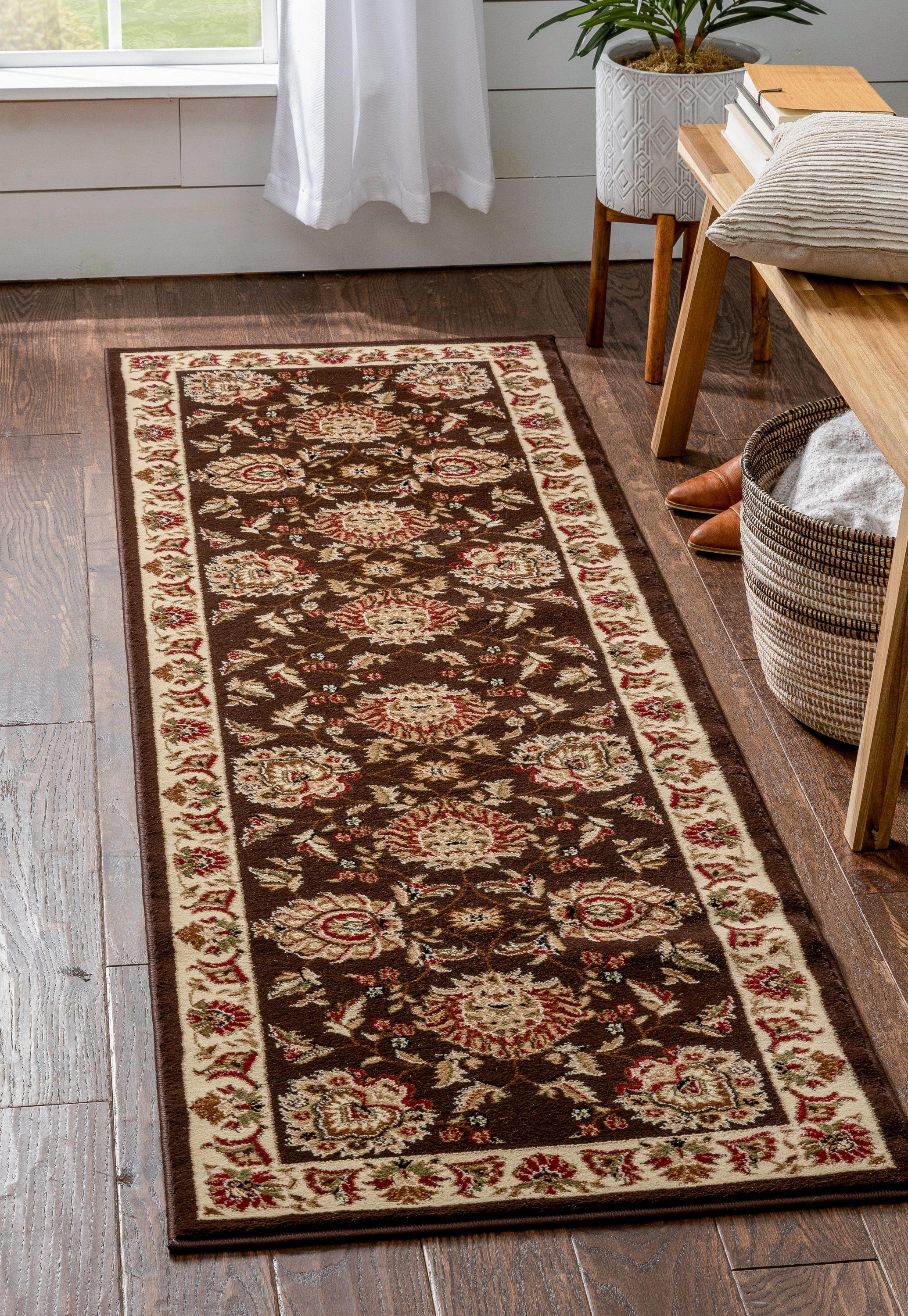 Abbasi 2'3" x 7'3" Brown Synthetic Oriental Runner Rug