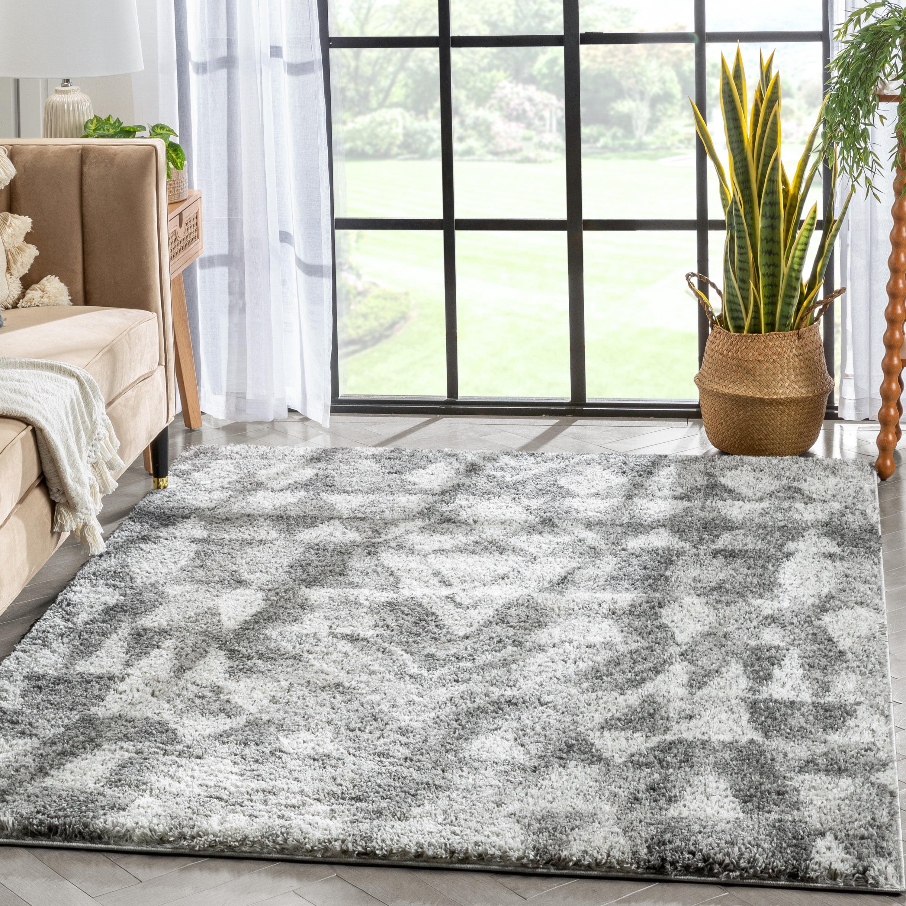 Union Rustic Mareco Geometric Moroccan Shag Grey Area Rug