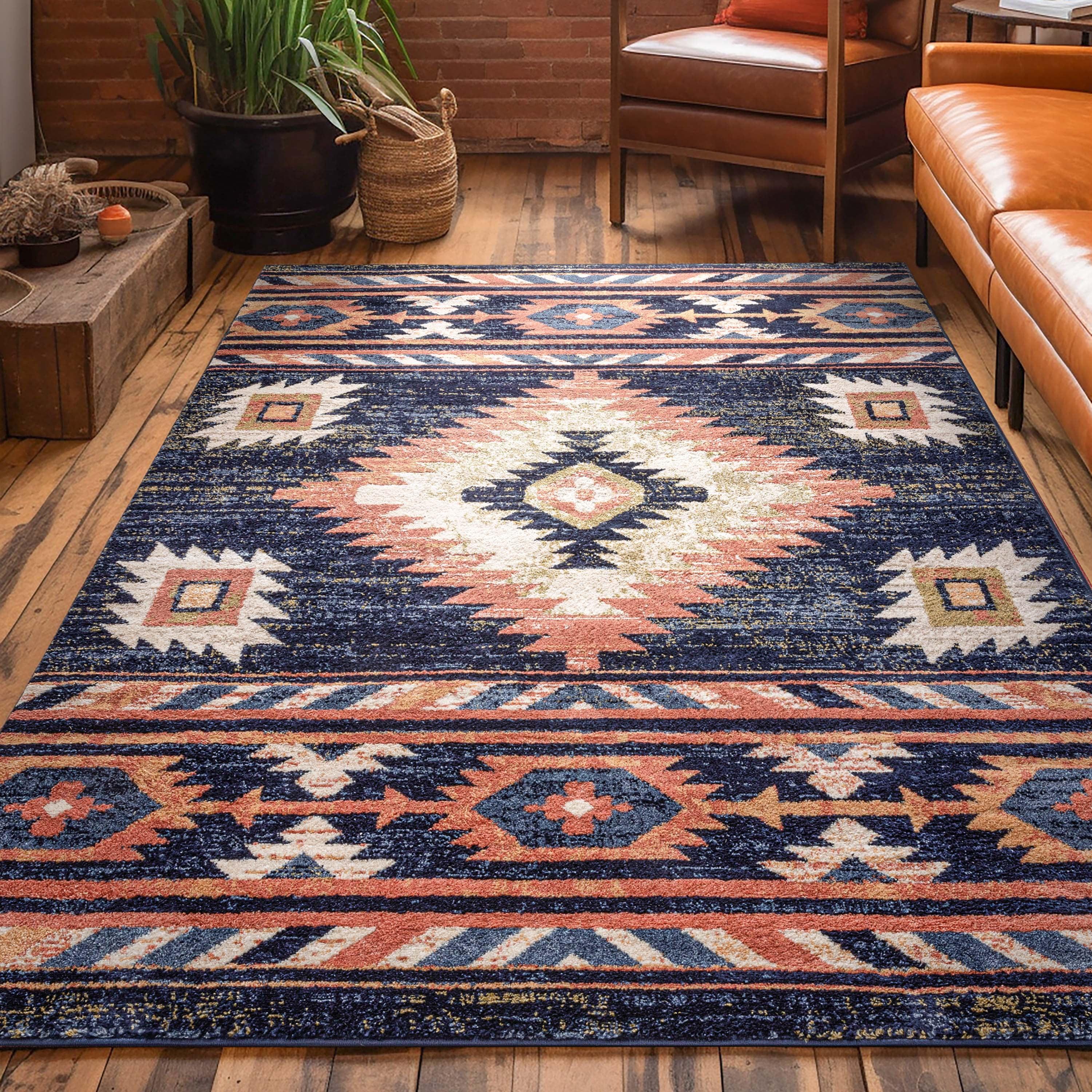 Lorelee Moroccan Southwestern Blue Beige Area Rug