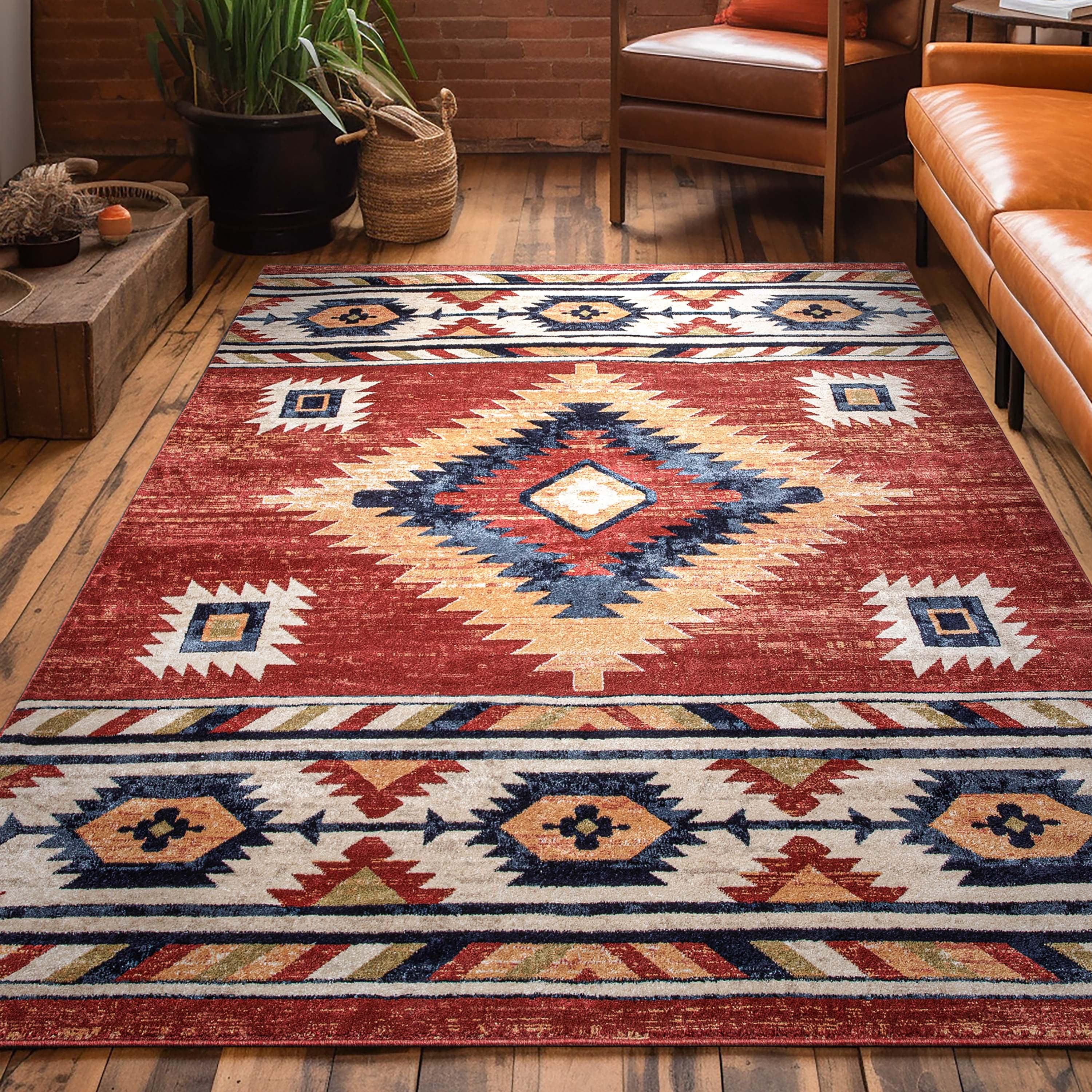 Well Woven Tulsa Lea Bohemian Southwestern Crimson 6'7" x 9'3" Area Rug