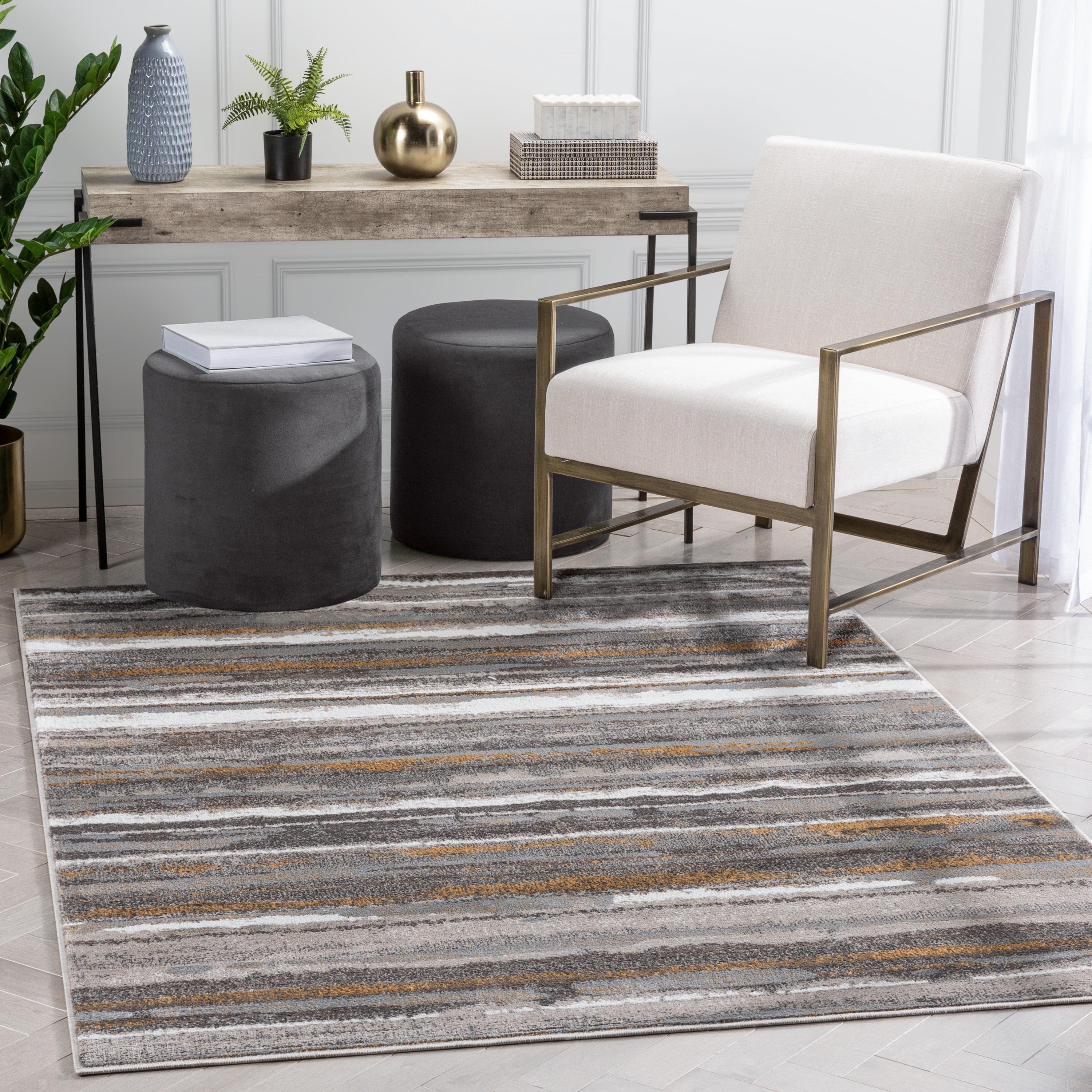 Wade Logan® Chimene Makai Modern Abstract Striped Gray Rug