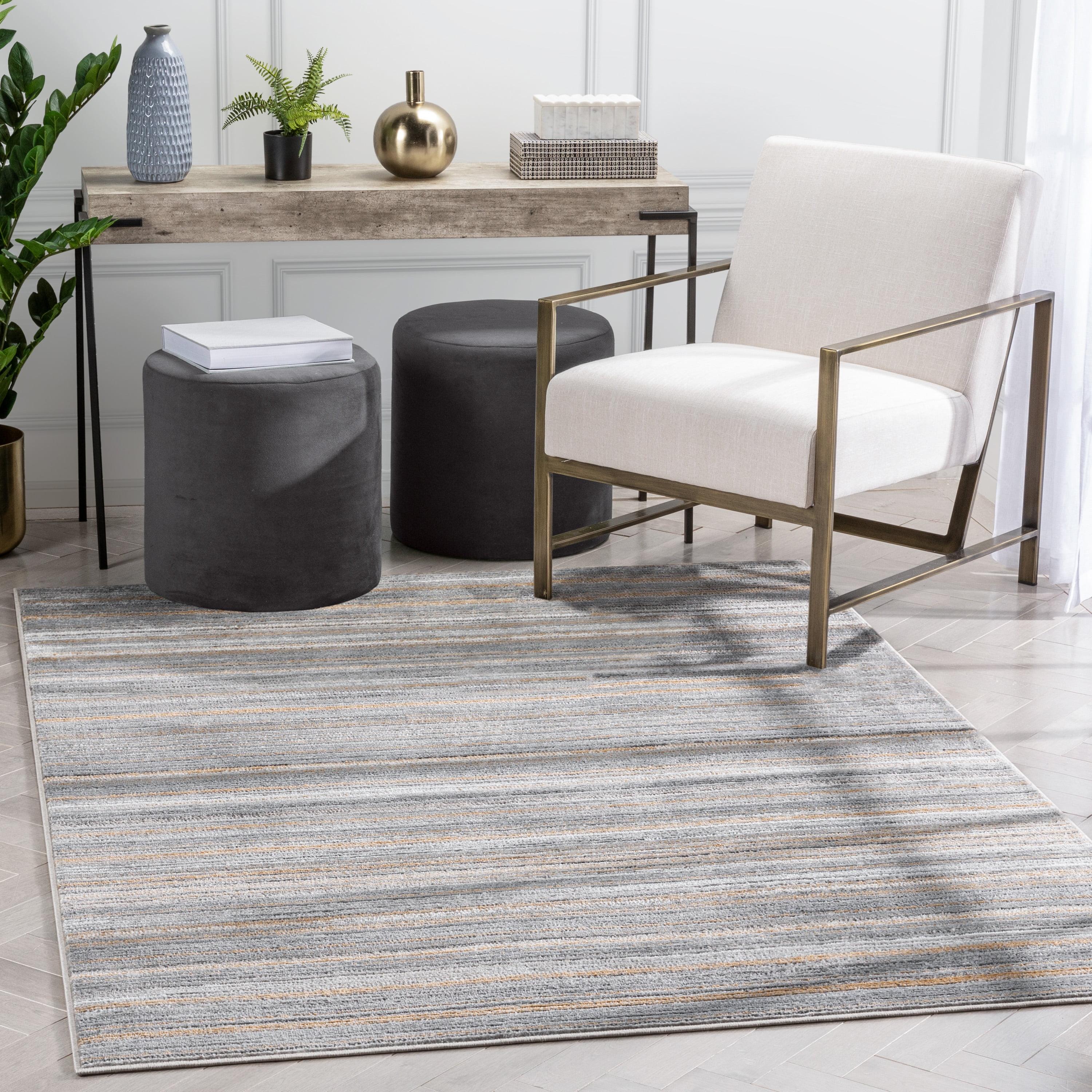Well Woven Ginelle Grey Golden Rust Abstract Stripes Modern Runner Rug 3'11" x 5'3"