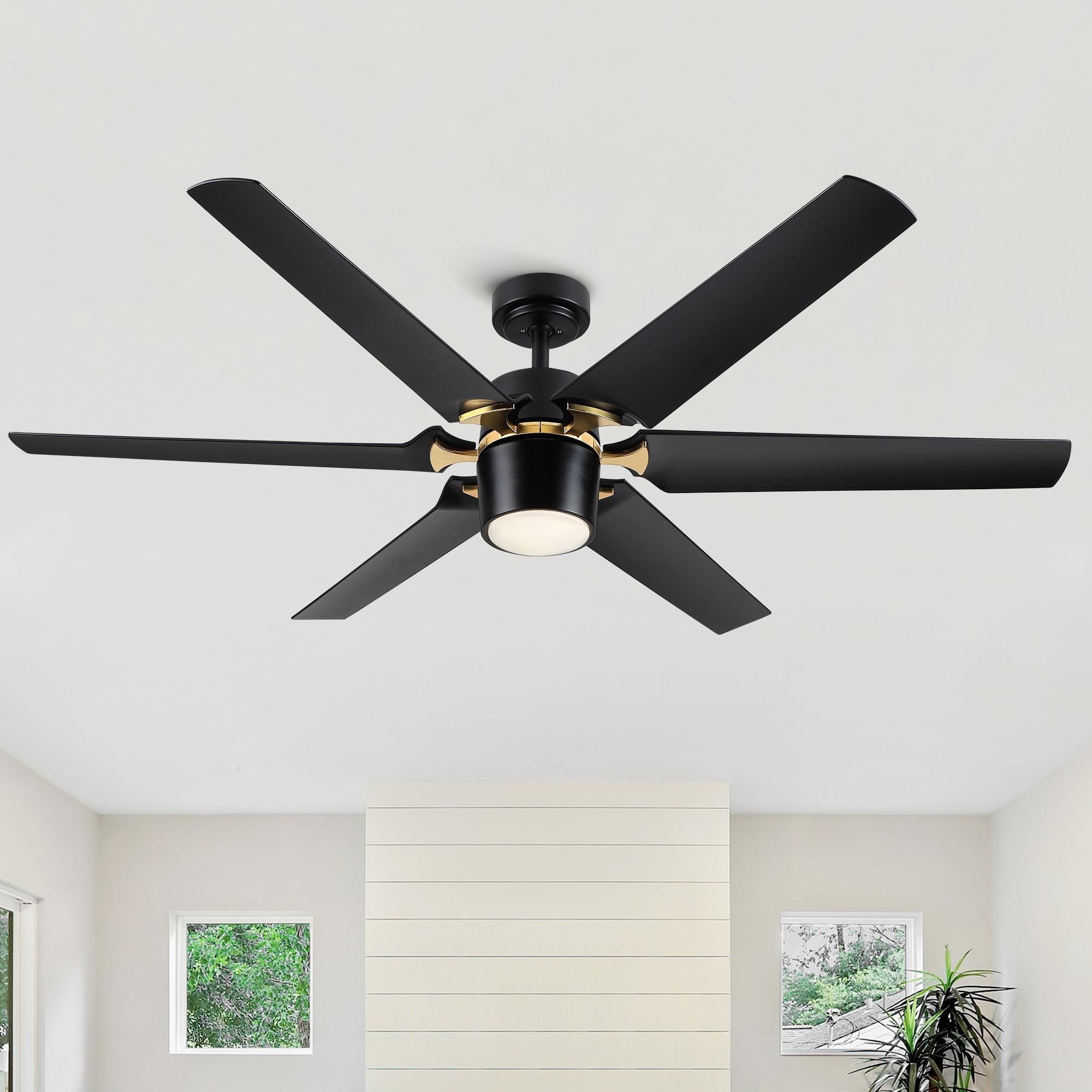 Modern 60'' Black and Gold Ceiling Fan with LED Light and Remote