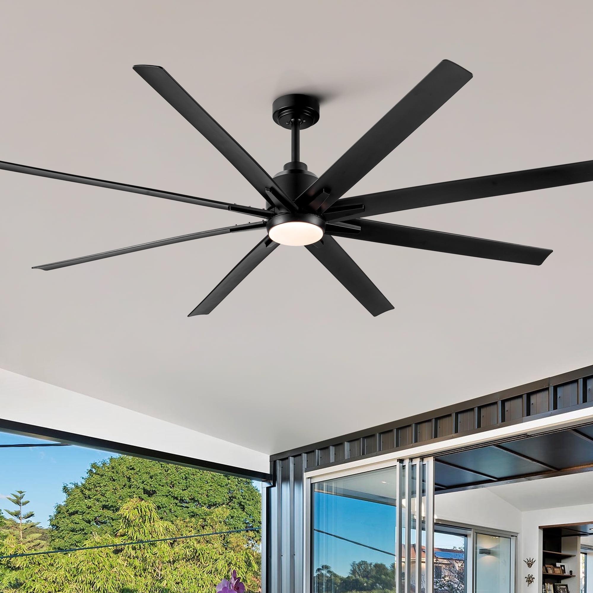 Wellspeed 72 in. Large Ceiling Fan with Integrated LED and 8 Blade, for Mordern Indoor/Outdoor, Black