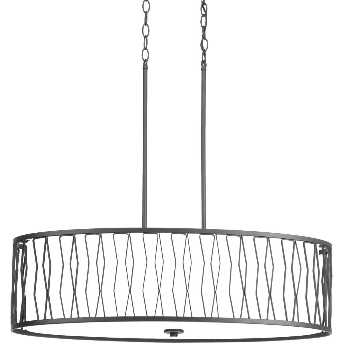 Graphite Four-Light Drum Pendant with Glass Diffuser