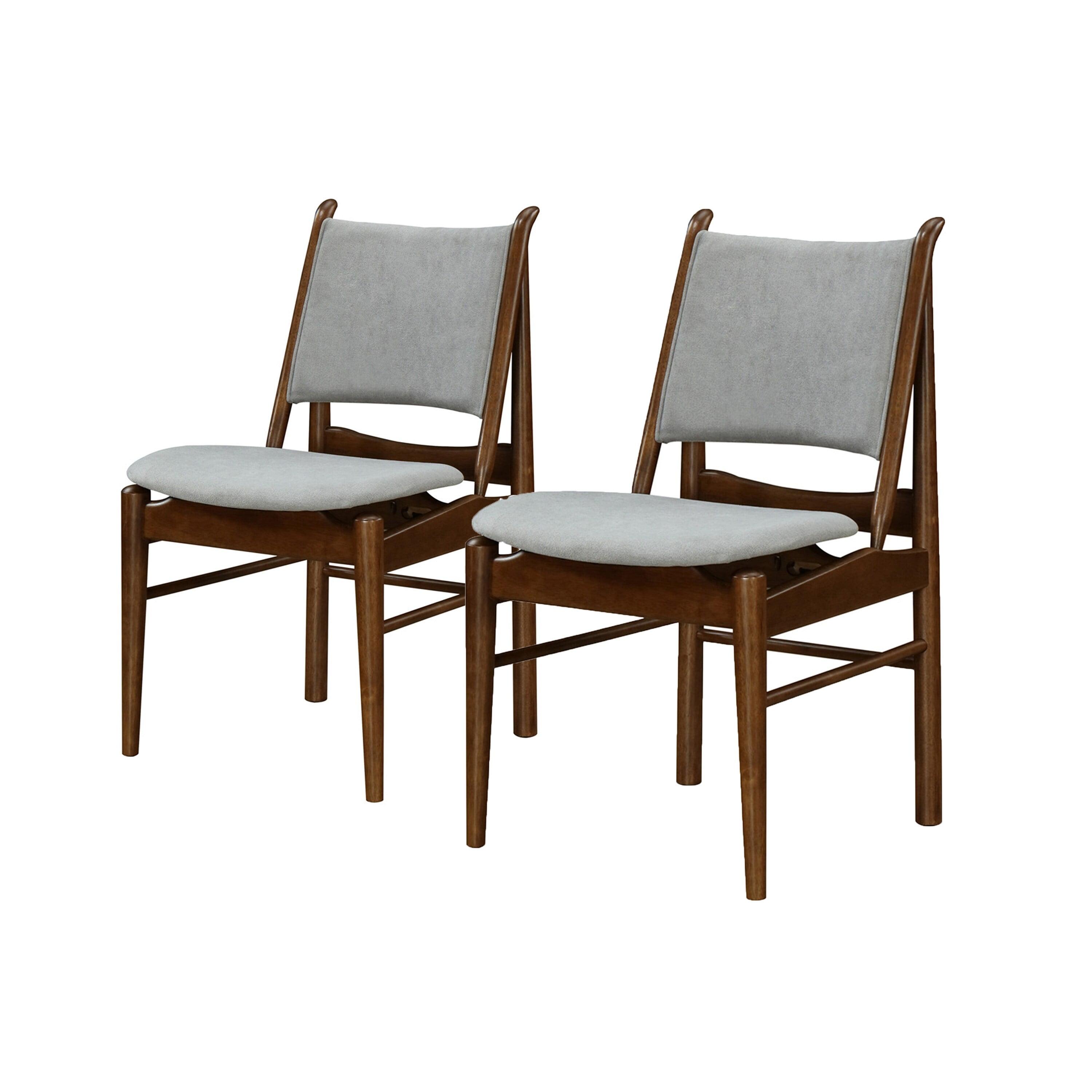 Gray Faux Leather and Wood Mid-Century Modern Dining Chairs