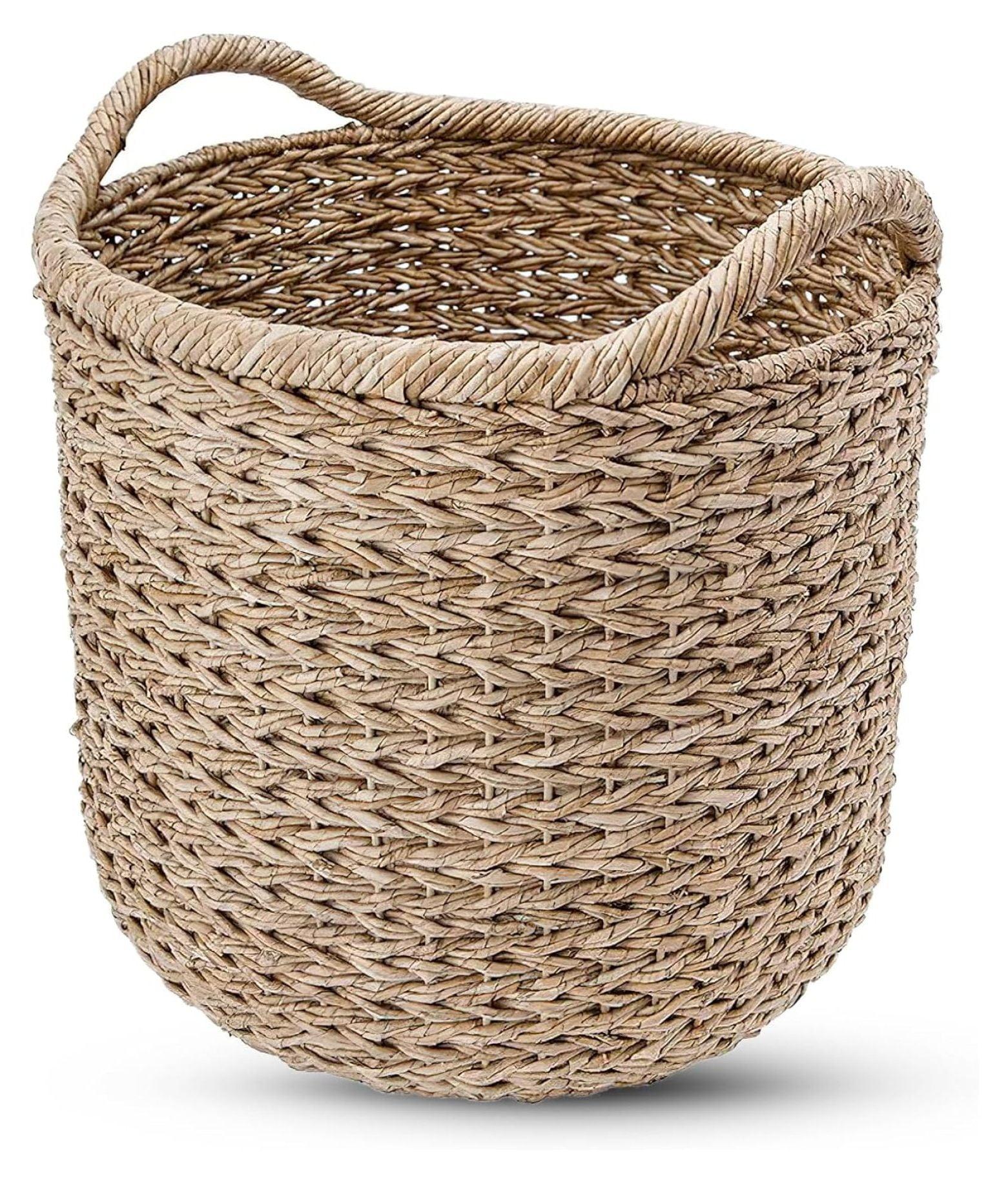 Large Round Seagrass Storage Basket with Handles