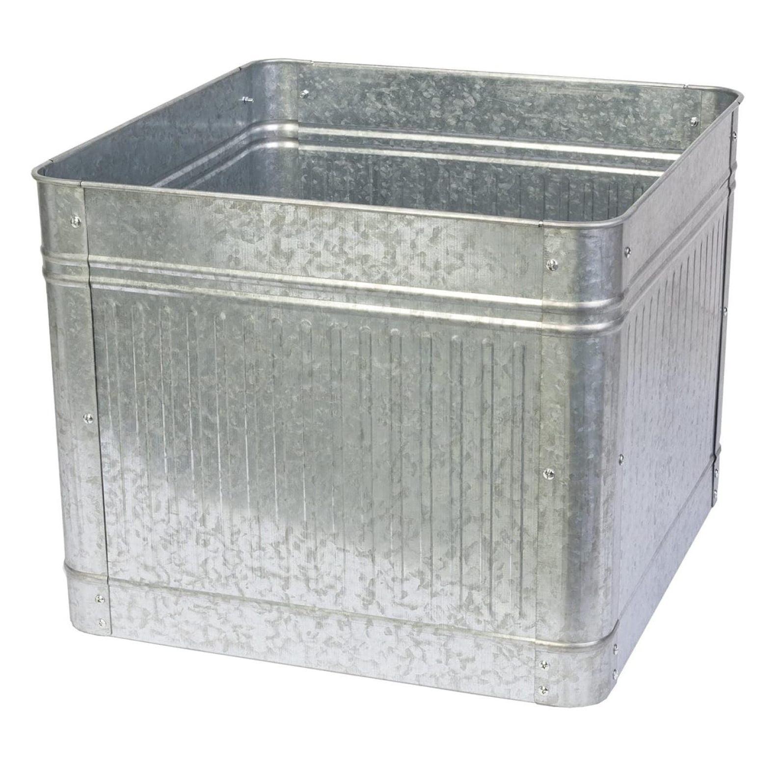 Galvanized Steel Square Raised Garden Bed Planter