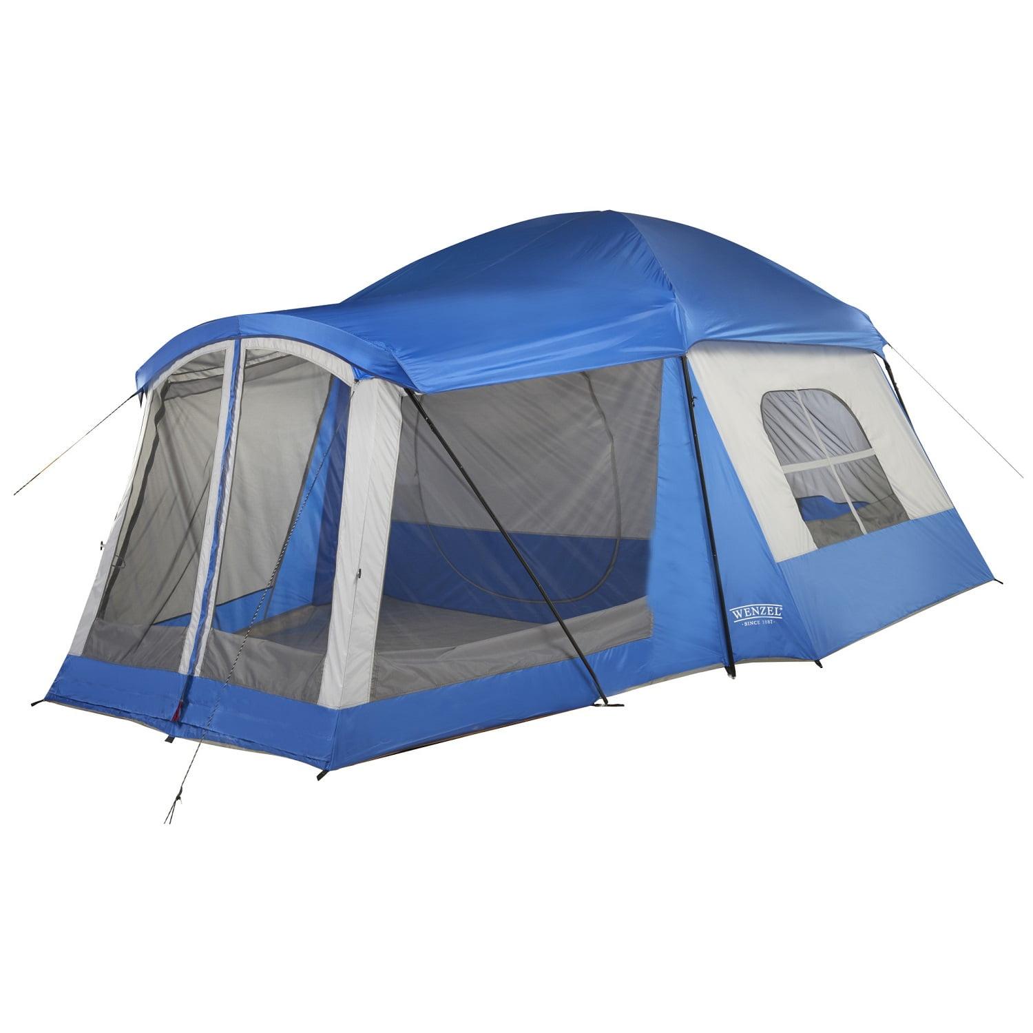 Blue 8-Person Three Season Tent with Vestibule and Carry Bag