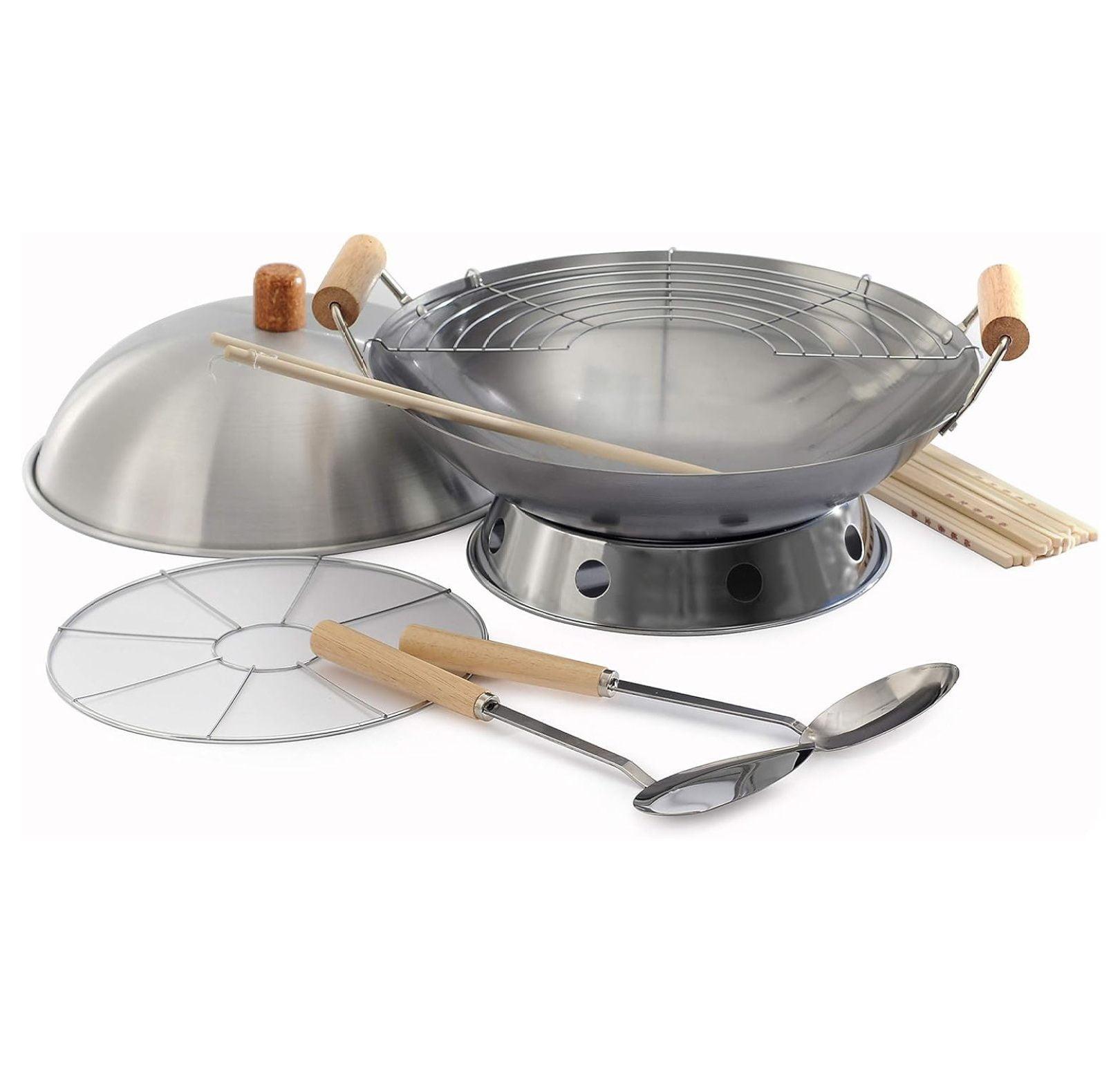 Tyslan 10-Piece Wok Set, Silver, 14 inch