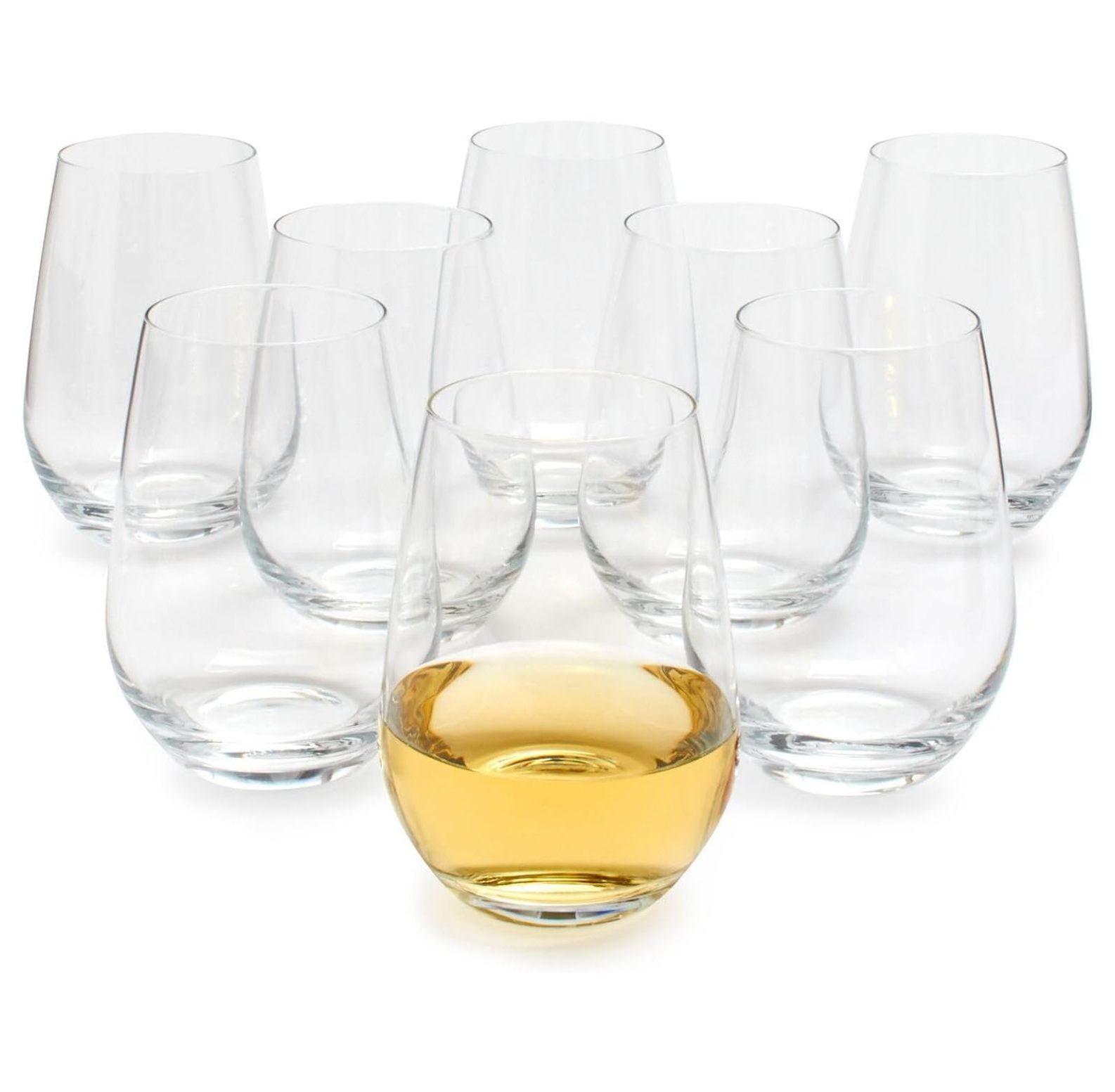 Forte Clear Tritan Crystal Stemless Wine Glasses, Set of 8