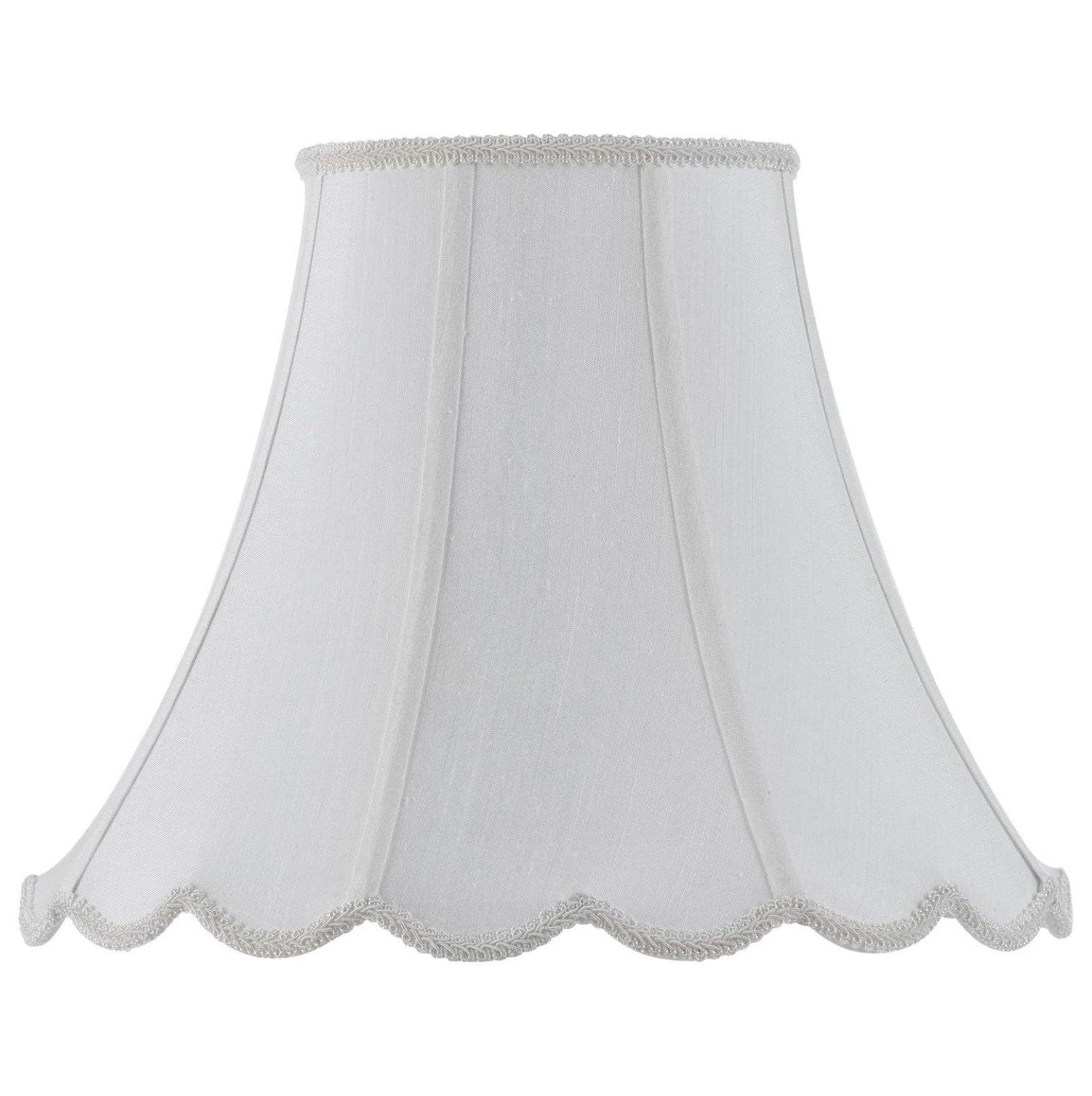 White 16" Scalloped Bell Fabric Lamp Shade